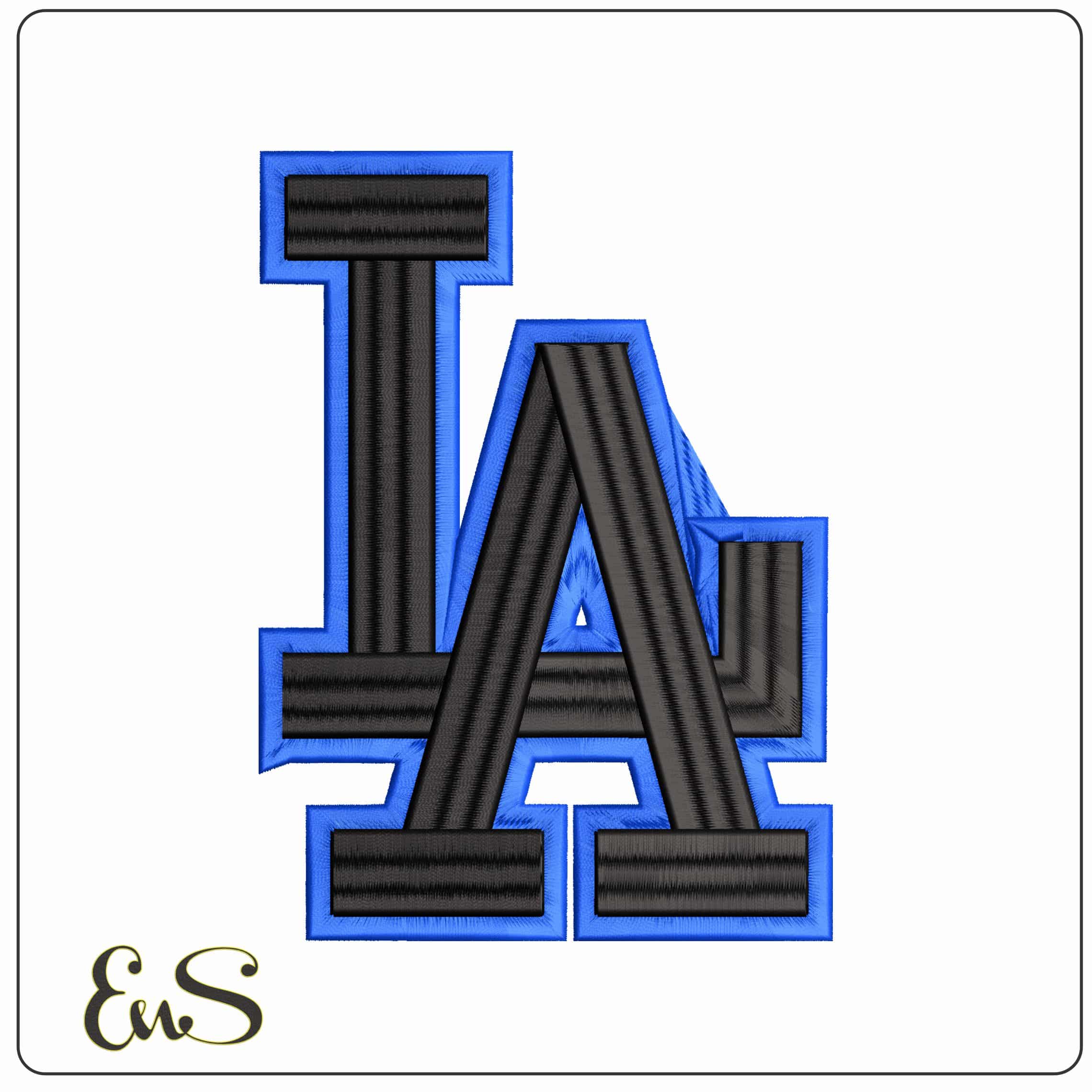 L A Blue Black   - Elegant embroidery design file - instant download