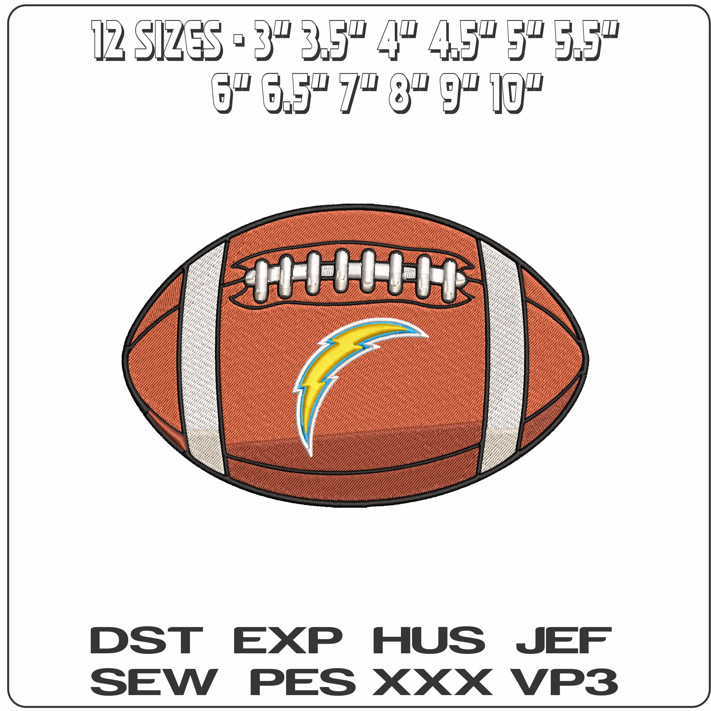 LA Chargers American Football NFL   - Elegant embroidery design file - instant download — view 2