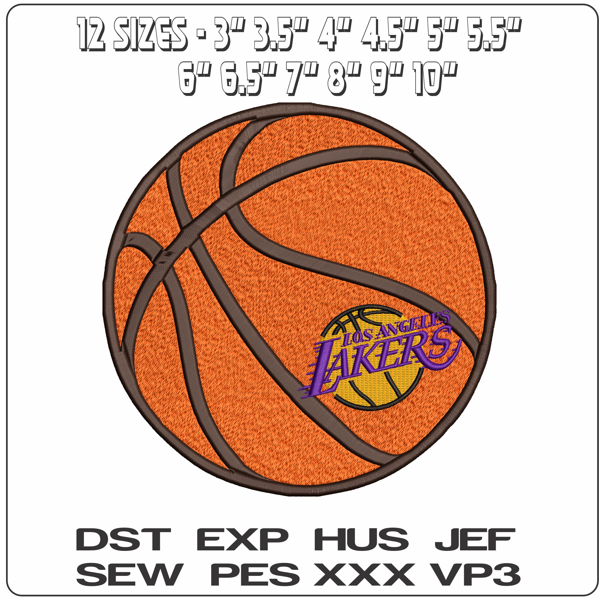 LA Laker Basketball NBA   - Elegant embroidery design file - instant download — view 2