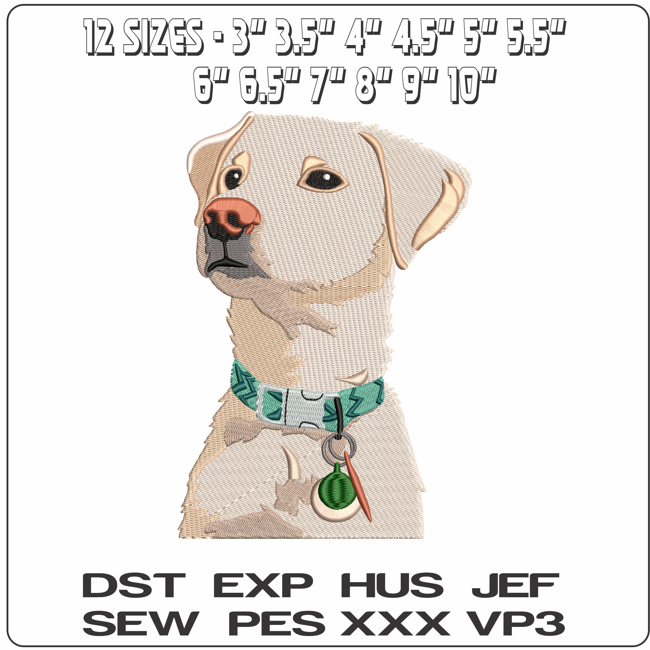 Labrador Head Looking   - Elegant embroidery design file - instant download — view 2