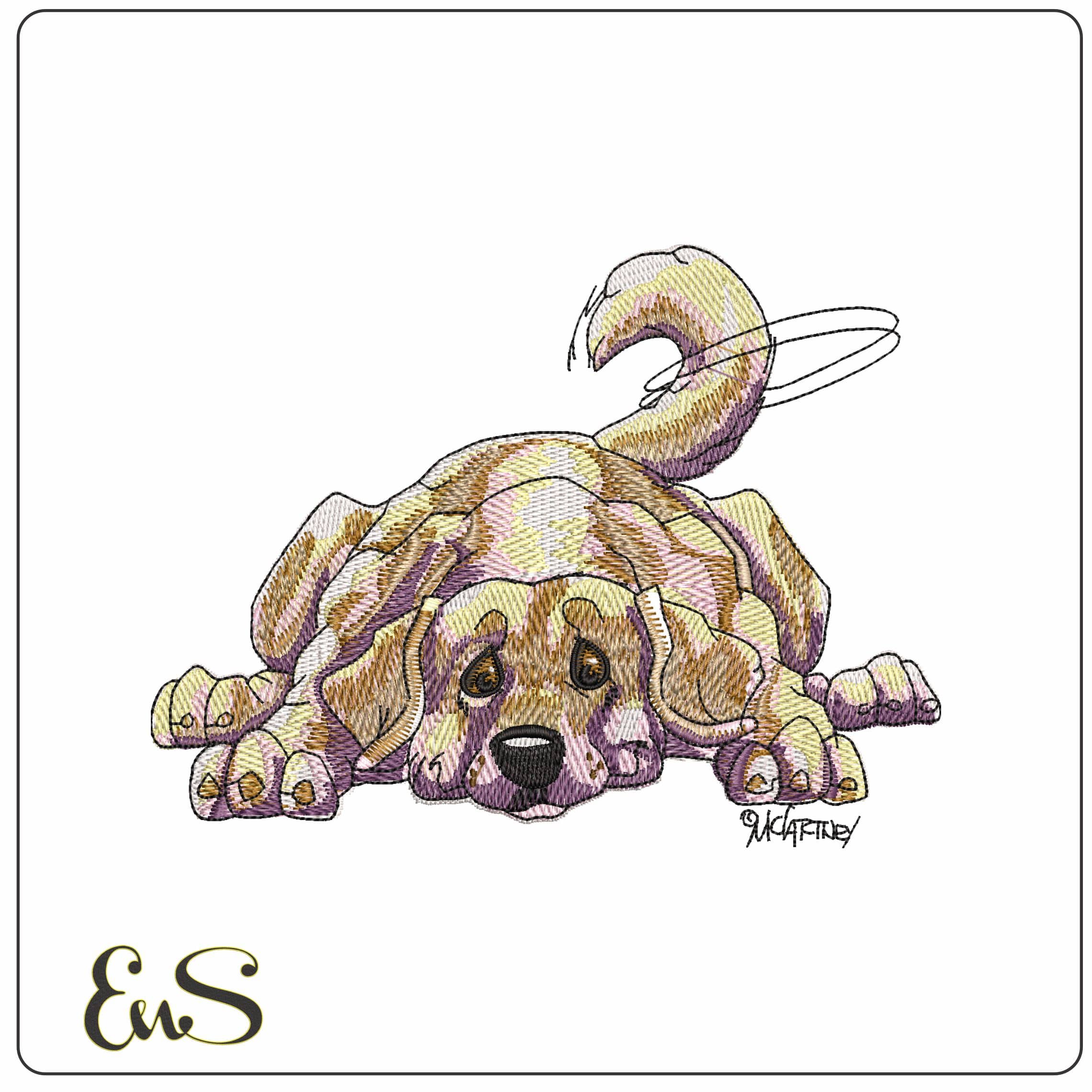 Labrador laying Down   - Elegant embroidery design file - instant download