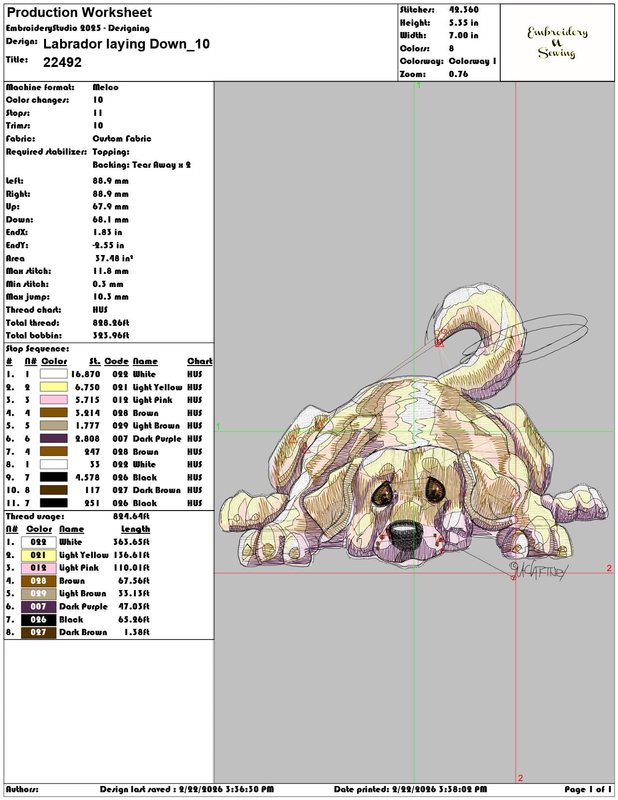 Labrador laying Down   - Elegant embroidery design file - instant download — view 3