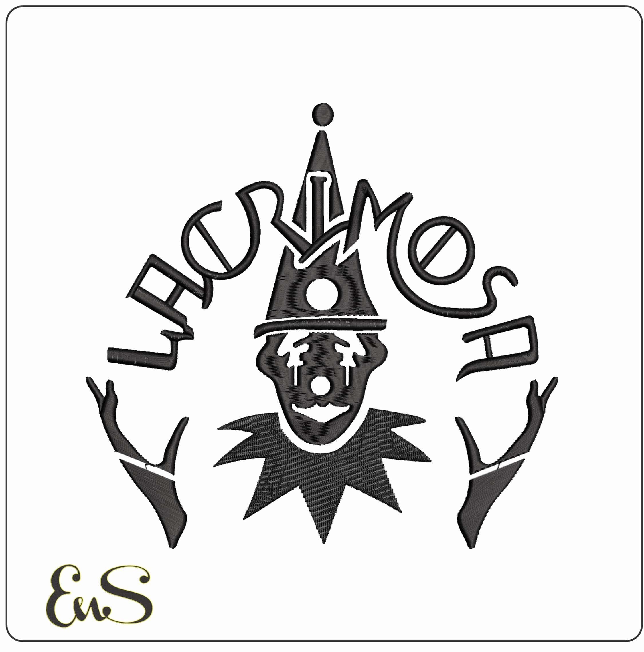 Lacrimosa Clown   - Elegant embroidery design file - instant download