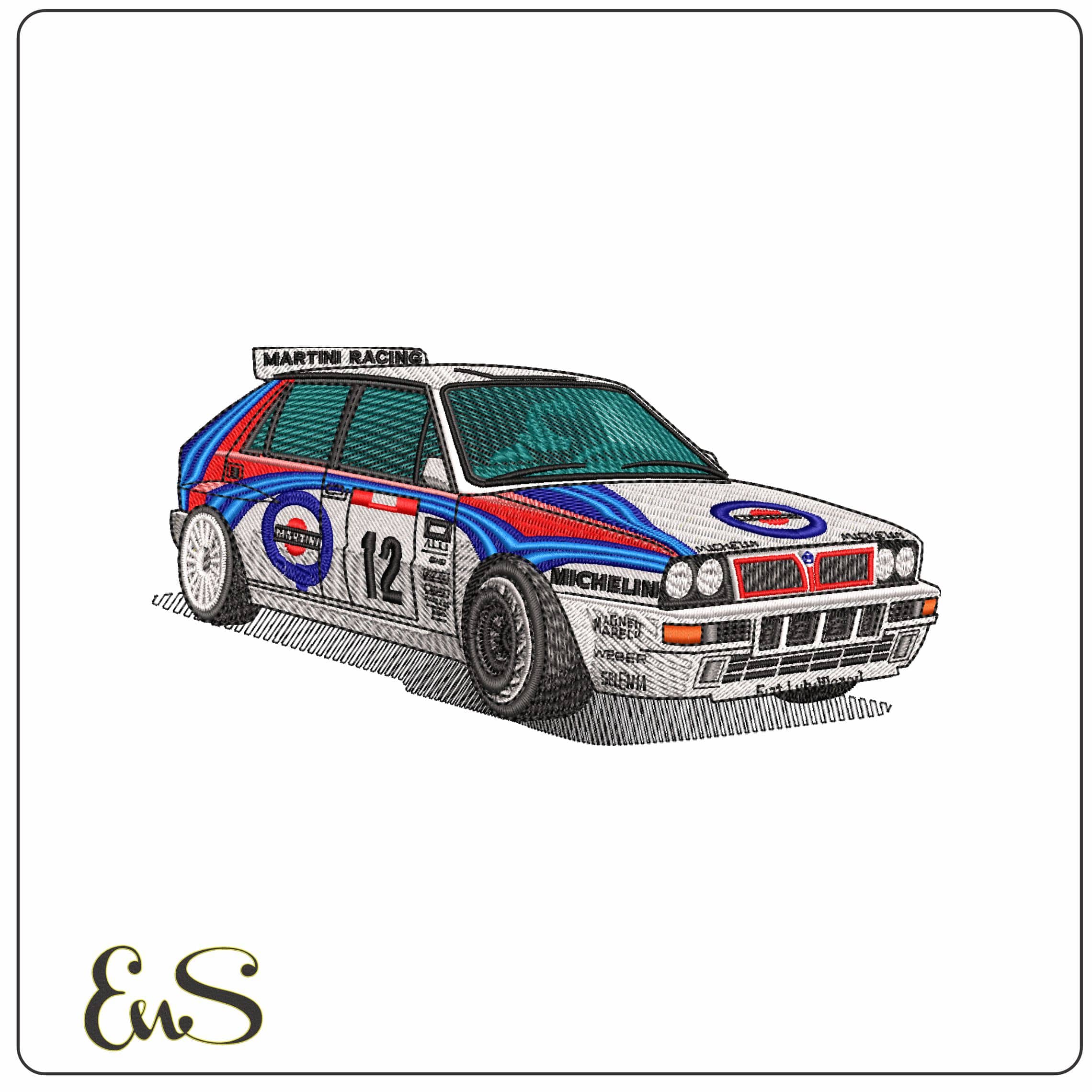Lancia Delta Integrale Rally Car   - Elegant embroidery design file - instant download