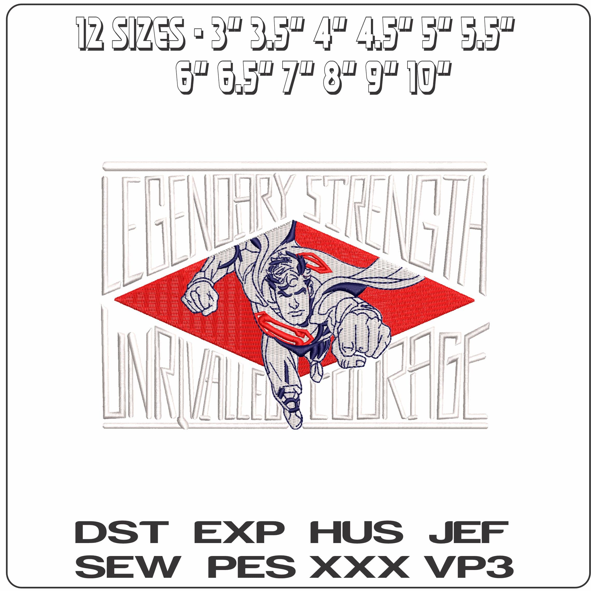 Legendary Strength Unrivalled Courage Superman DC Comic   - Elegant embroidery design file - instant download — view 2