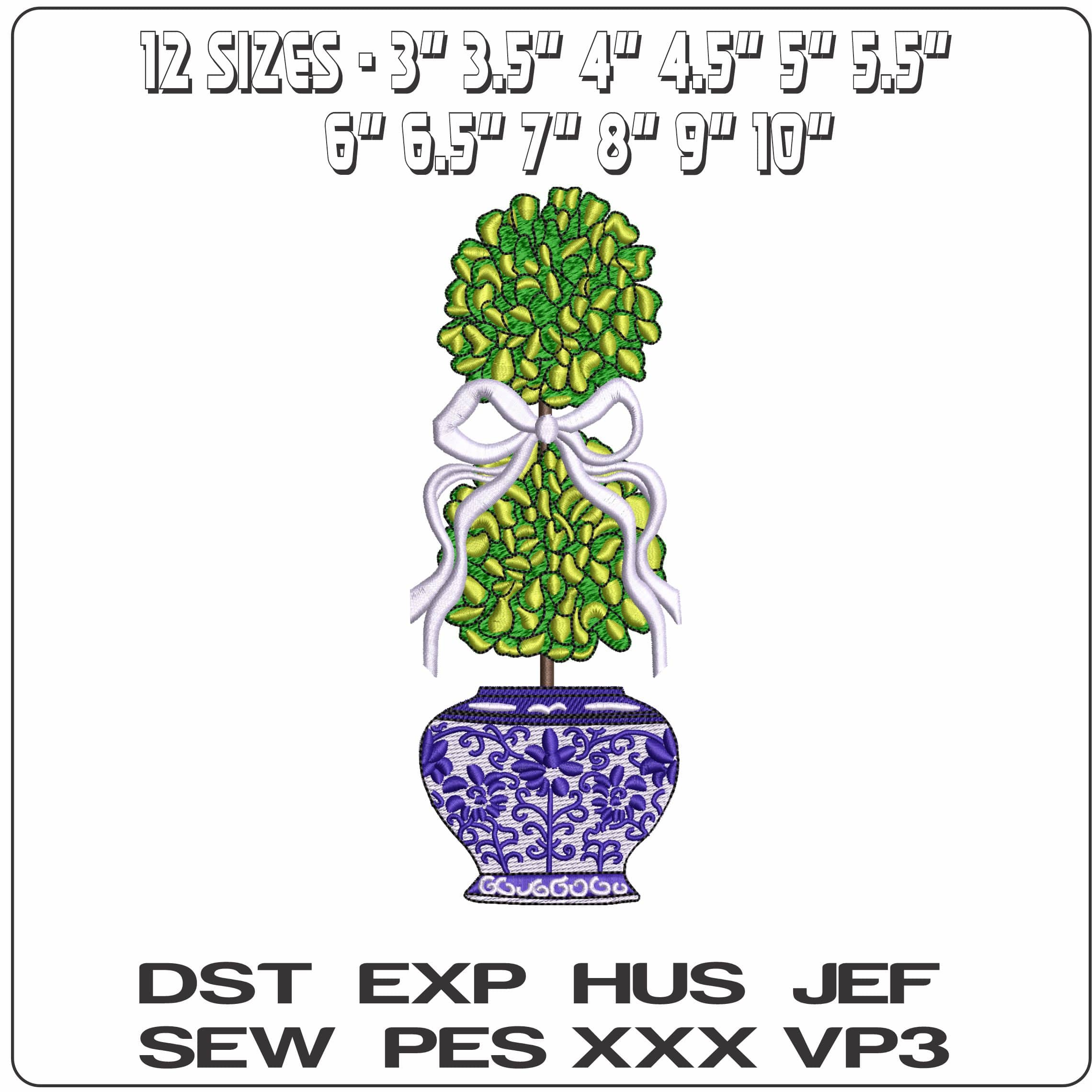 Lemon Tree in Japanese Vase   - Elegant embroidery design file - instant download — view 2
