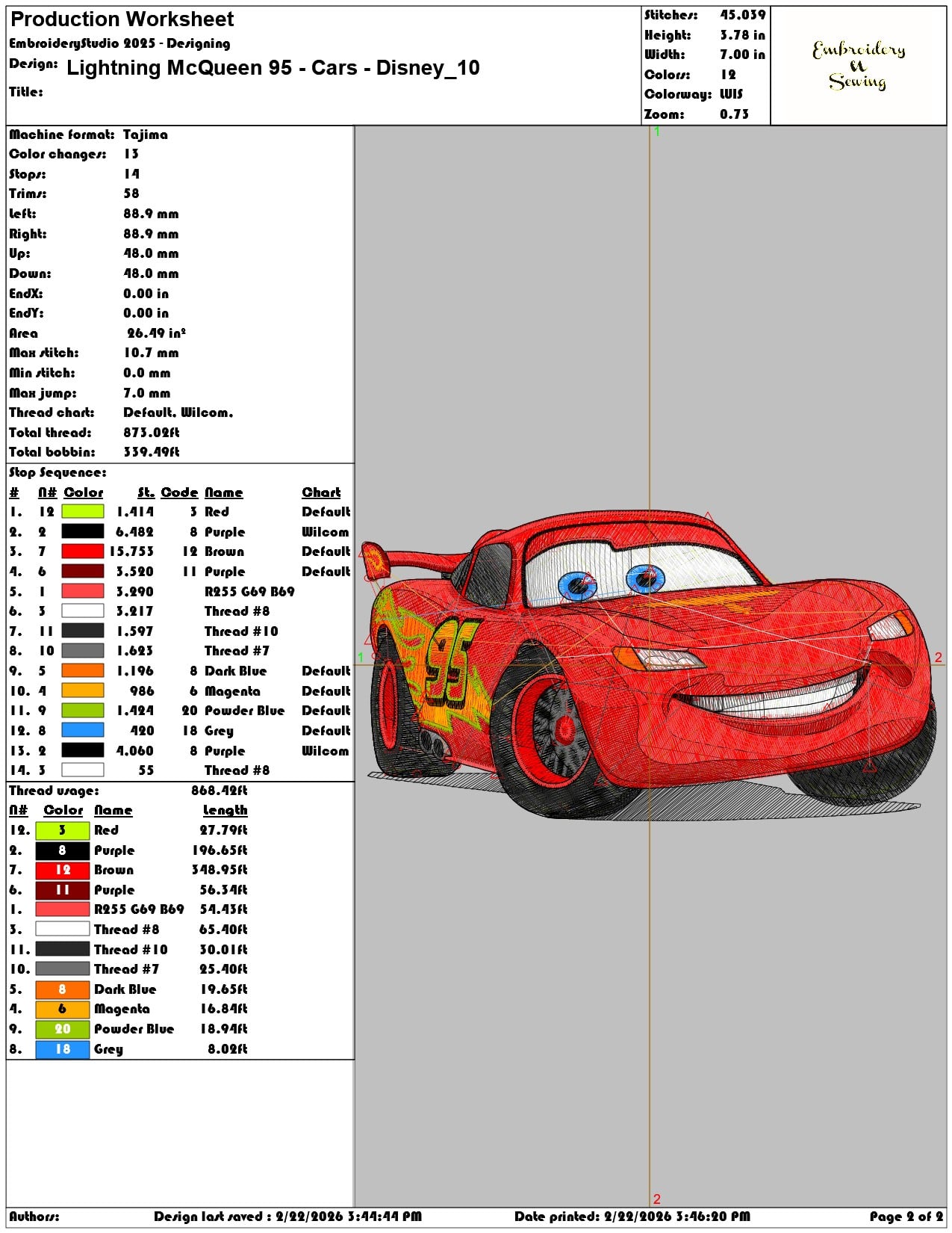Lightning McQueen 95 Cars Disney   - Elegant embroidery design file - instant download — view 4