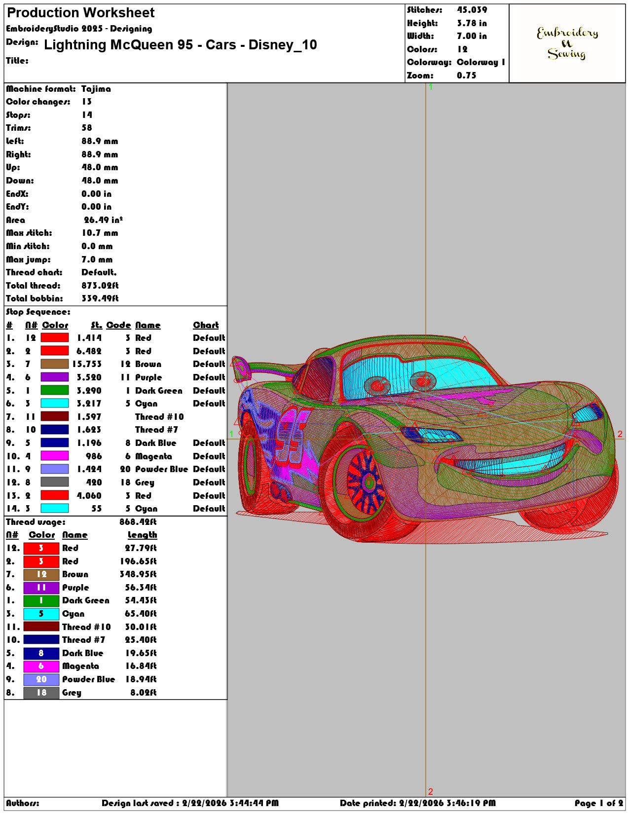Lightning McQueen 95 Cars Disney   - Elegant embroidery design file - instant download — view 3