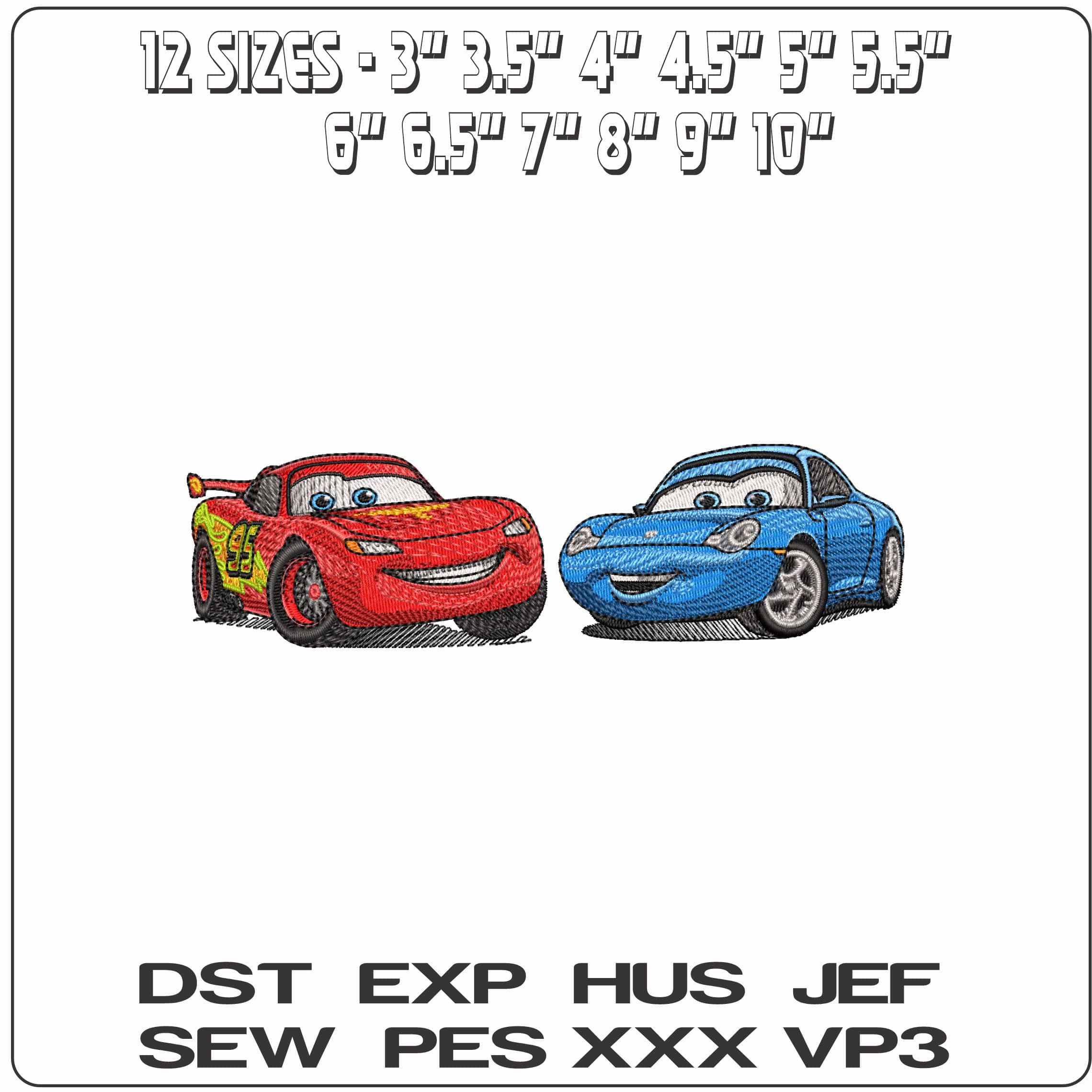 Lightning McQueen and Sally Carrera Cars Disney   - Elegant embroidery design file - instant download — view 2