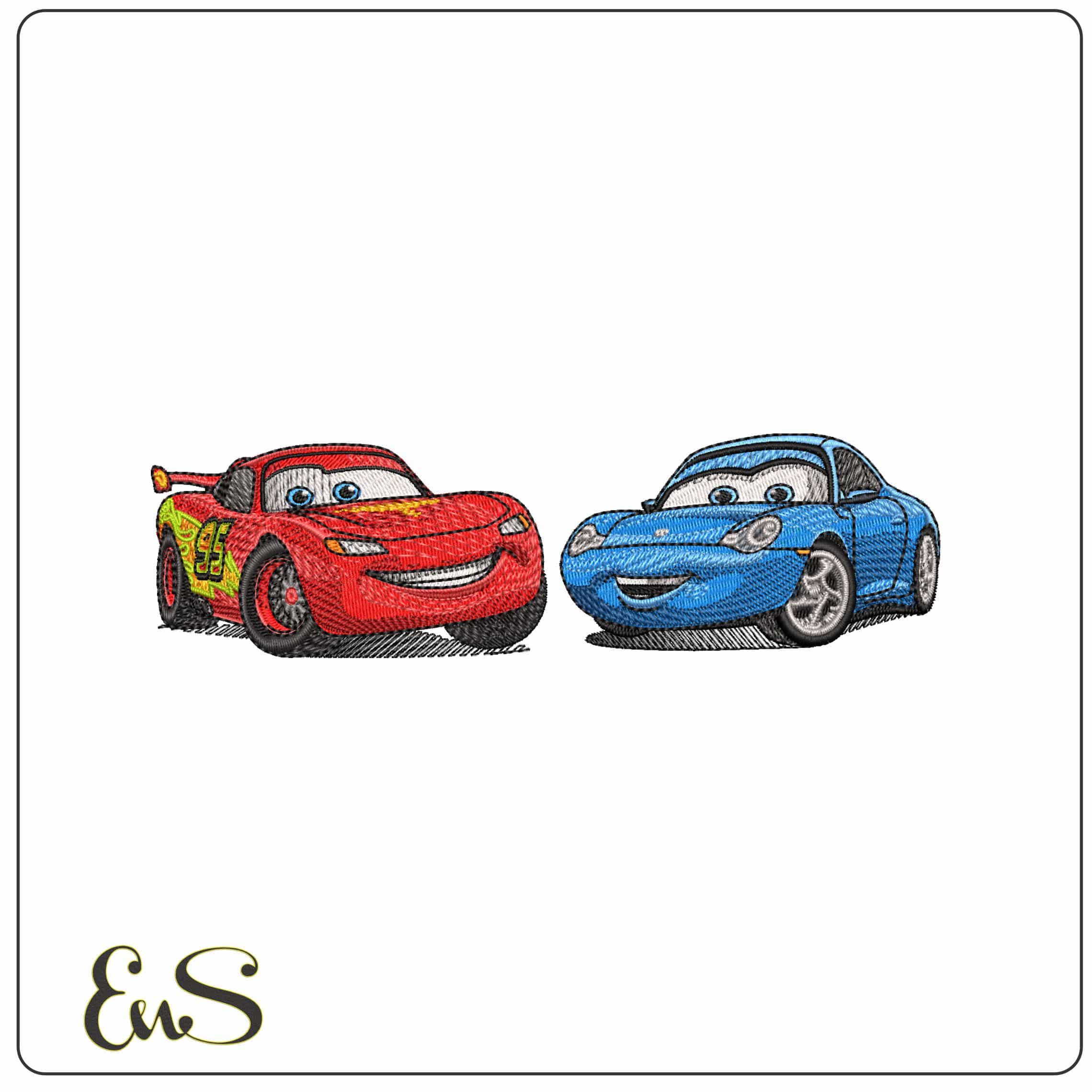 Lightning McQueen and Sally Carrera Cars Disney   - Elegant embroidery design file - instant download
