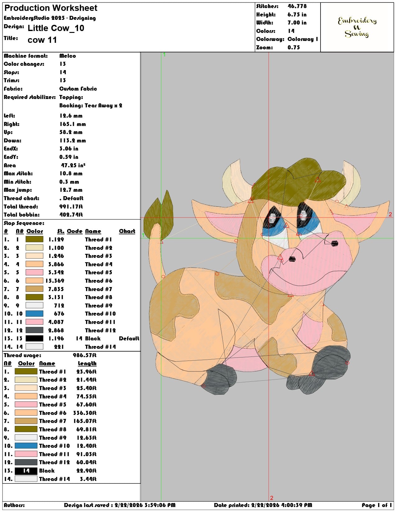 Little Cow   - Elegant embroidery design file - instant download — view 3