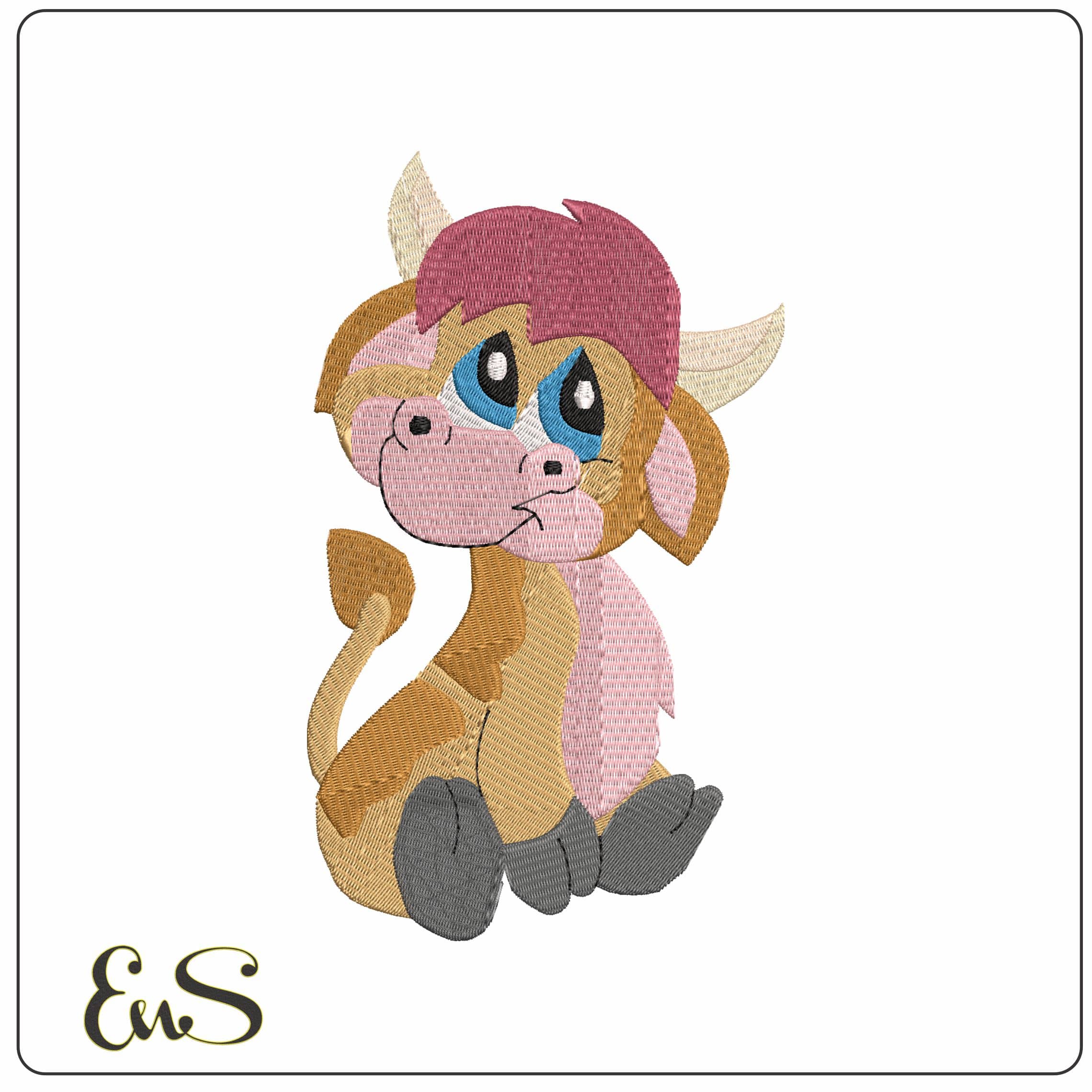 Little Cow Coy   - Elegant embroidery design file - instant download