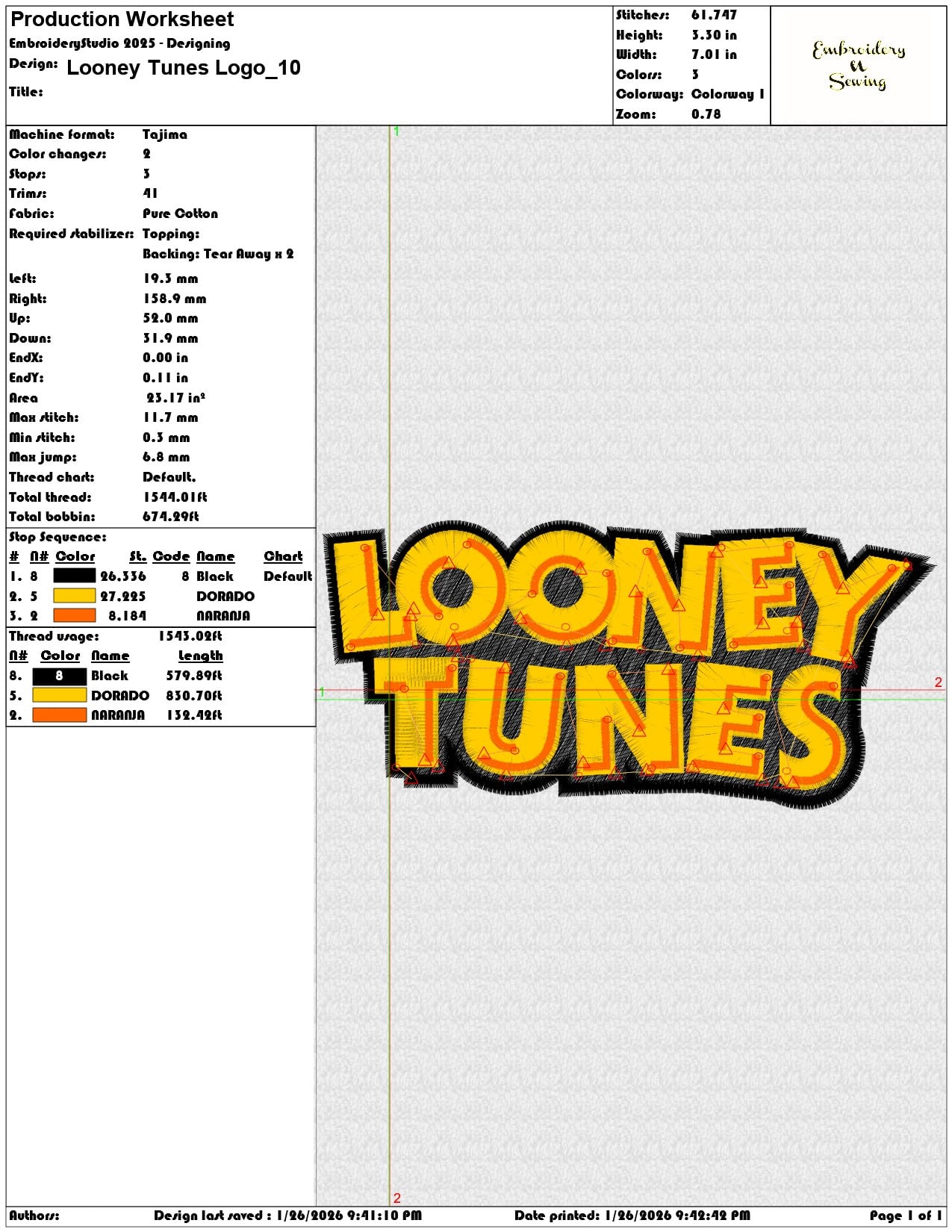 Looney Tunes Logo   - Elegant embroidery design file - instant download — view 3