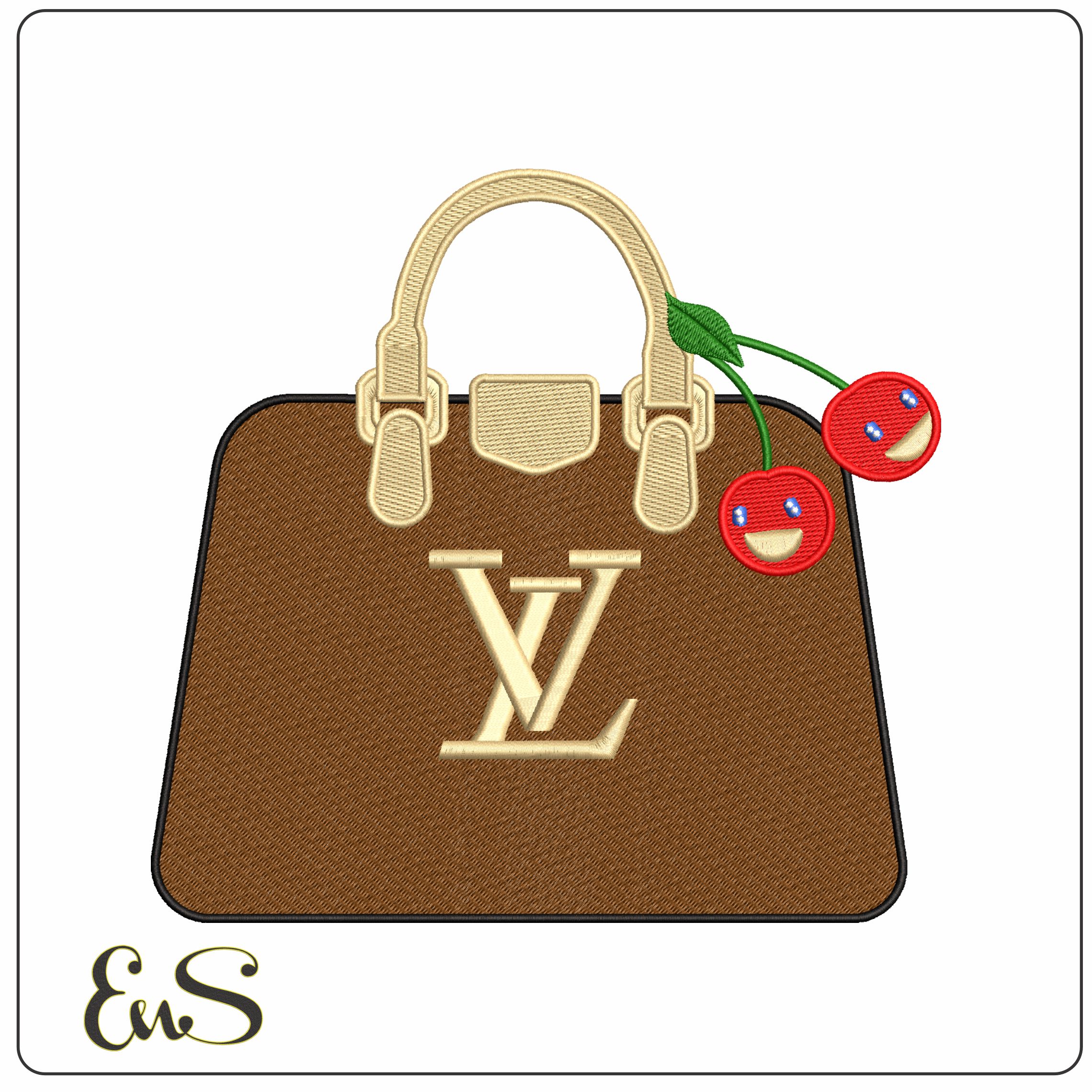 Louis Vuitton LV Bag with Cherries   - Elegant embroidery design file - instant download