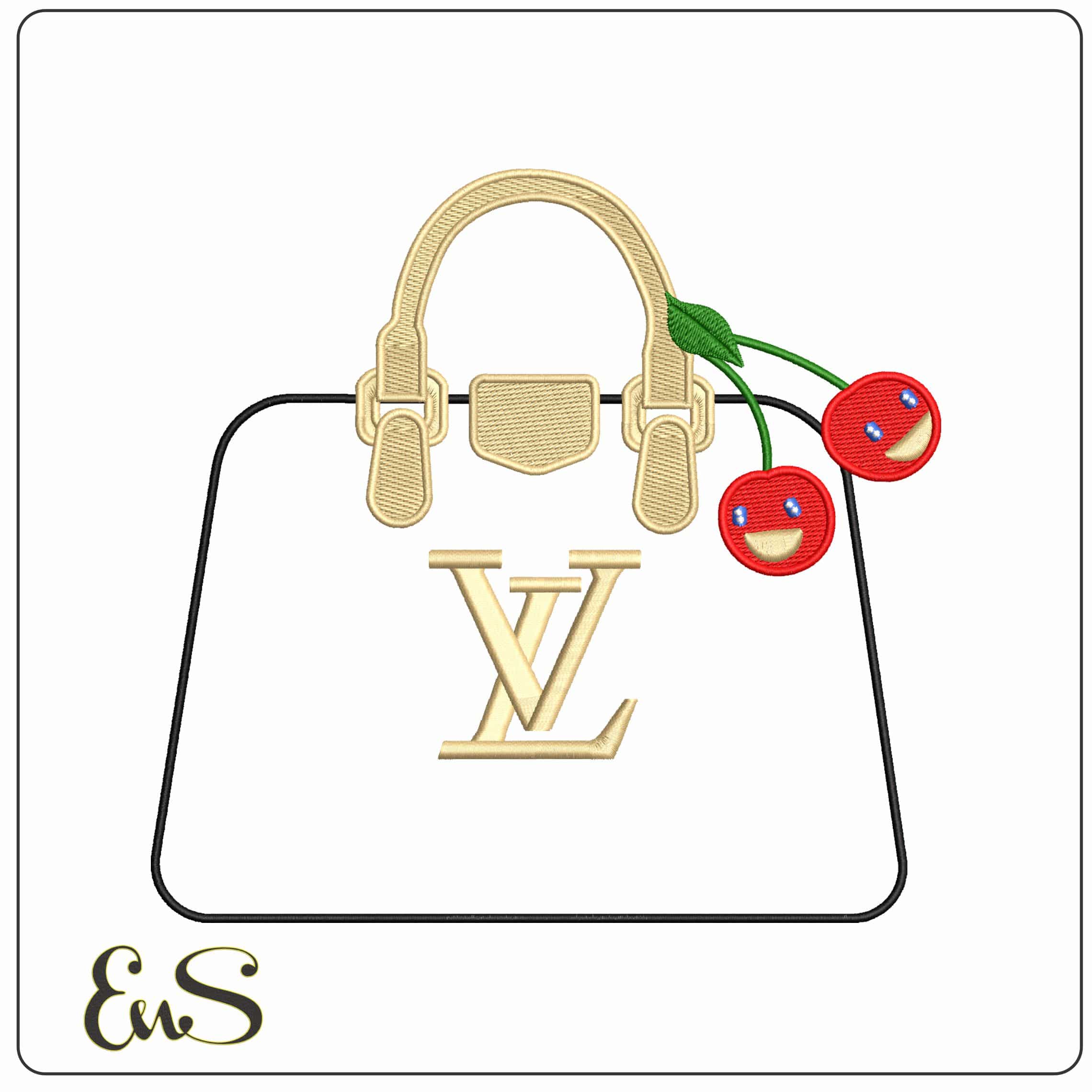 Louis Vuitton LV Bag with Cherries Blank   - Elegant embroidery design file - instant download