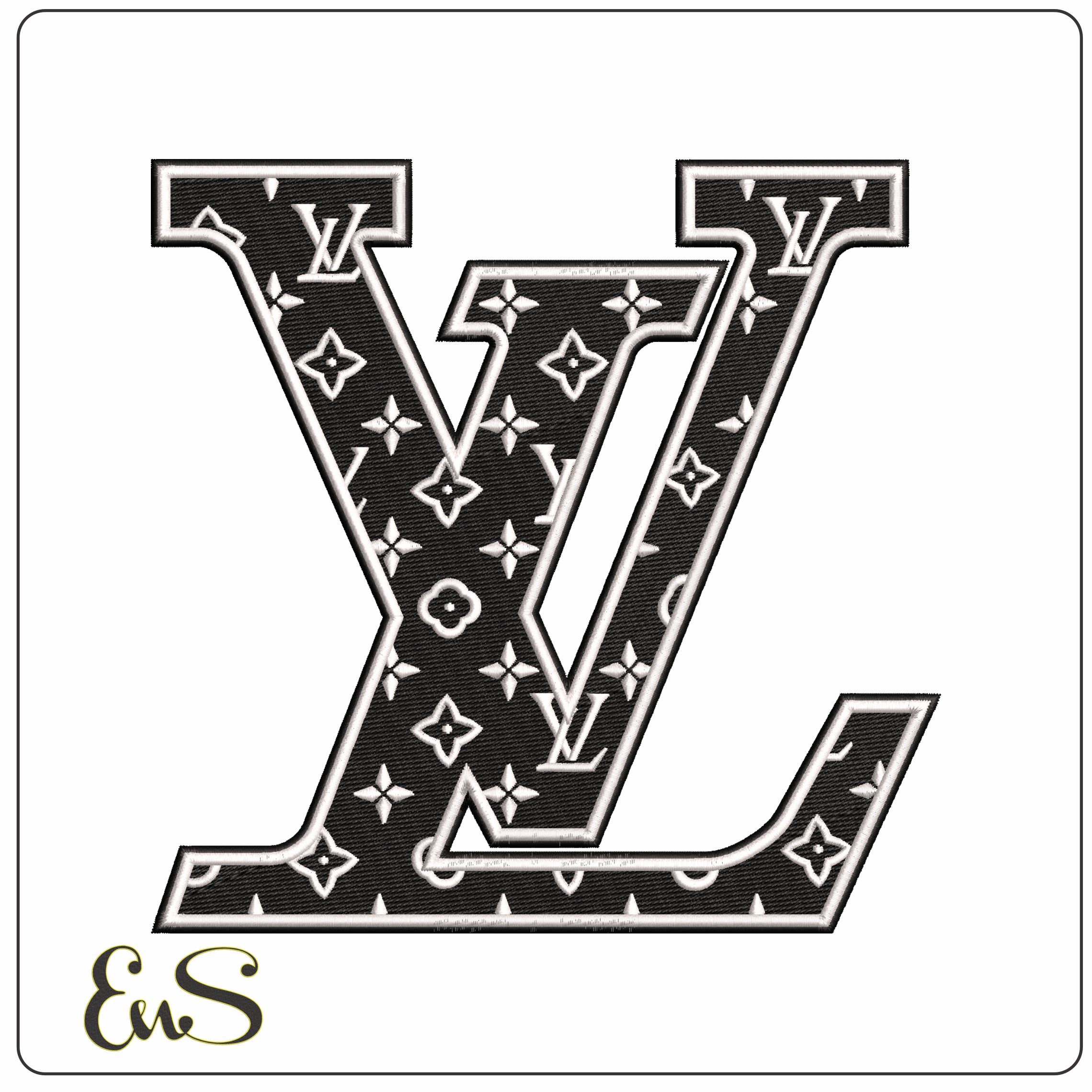 Louis Vuitton LV Black and White   - Elegant embroidery design file - instant download