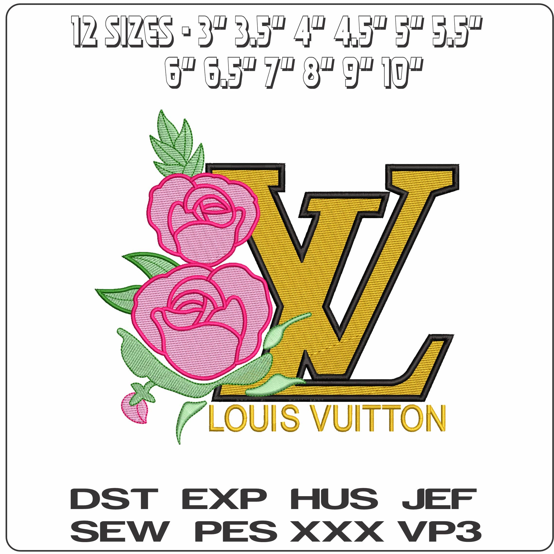 Louis Vuitton With Roses   - Elegant embroidery design file - instant download — view 2