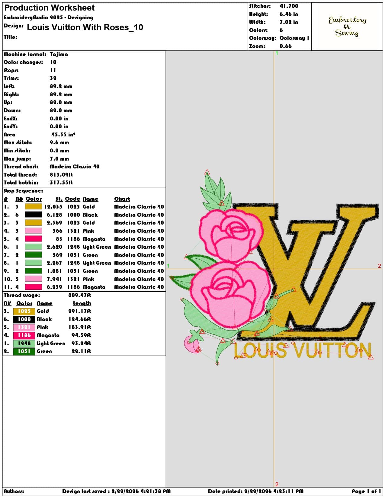 Louis Vuitton With Roses   - Elegant embroidery design file - instant download — view 3