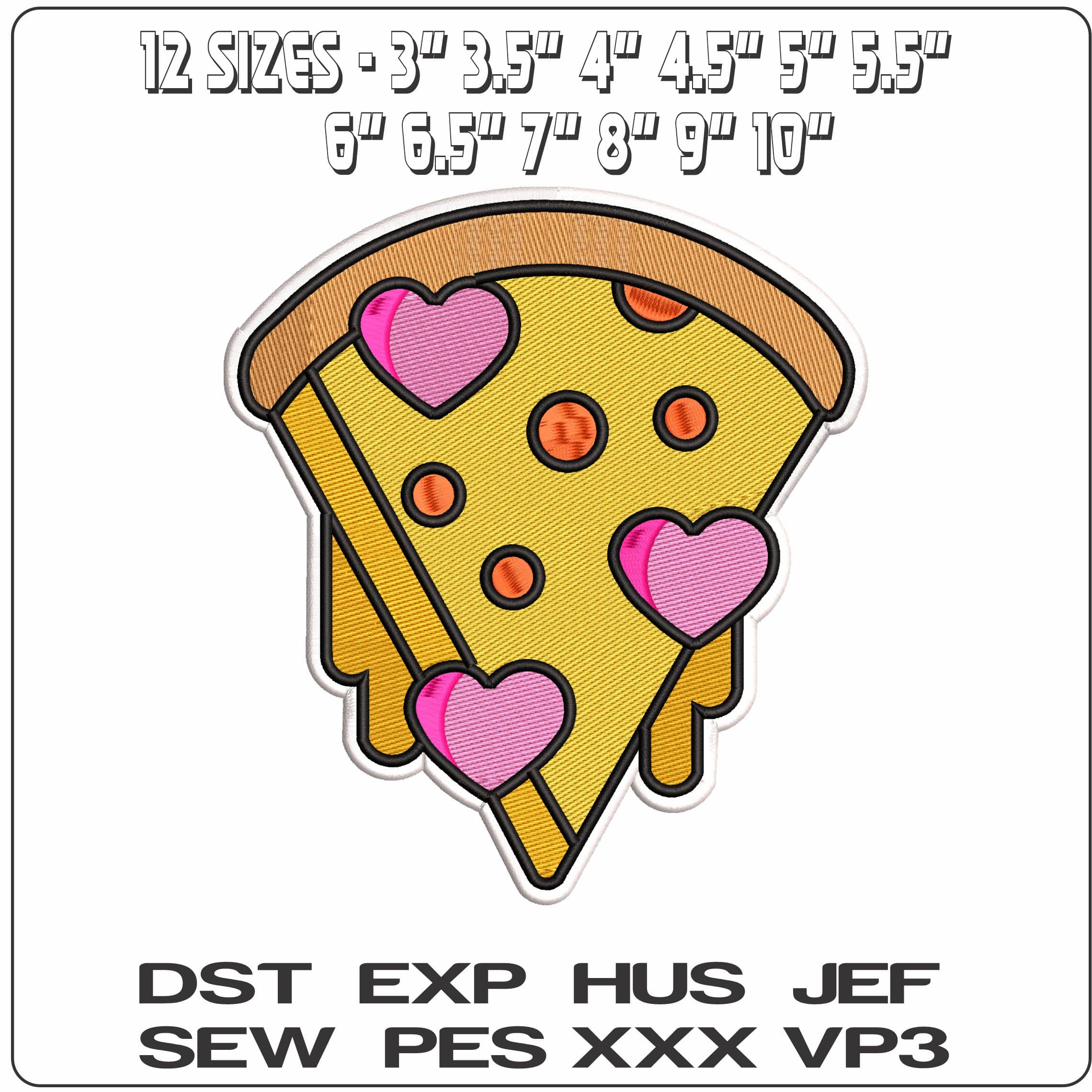 Love a Slice of Pizza   - Elegant embroidery design file - instant download — view 2