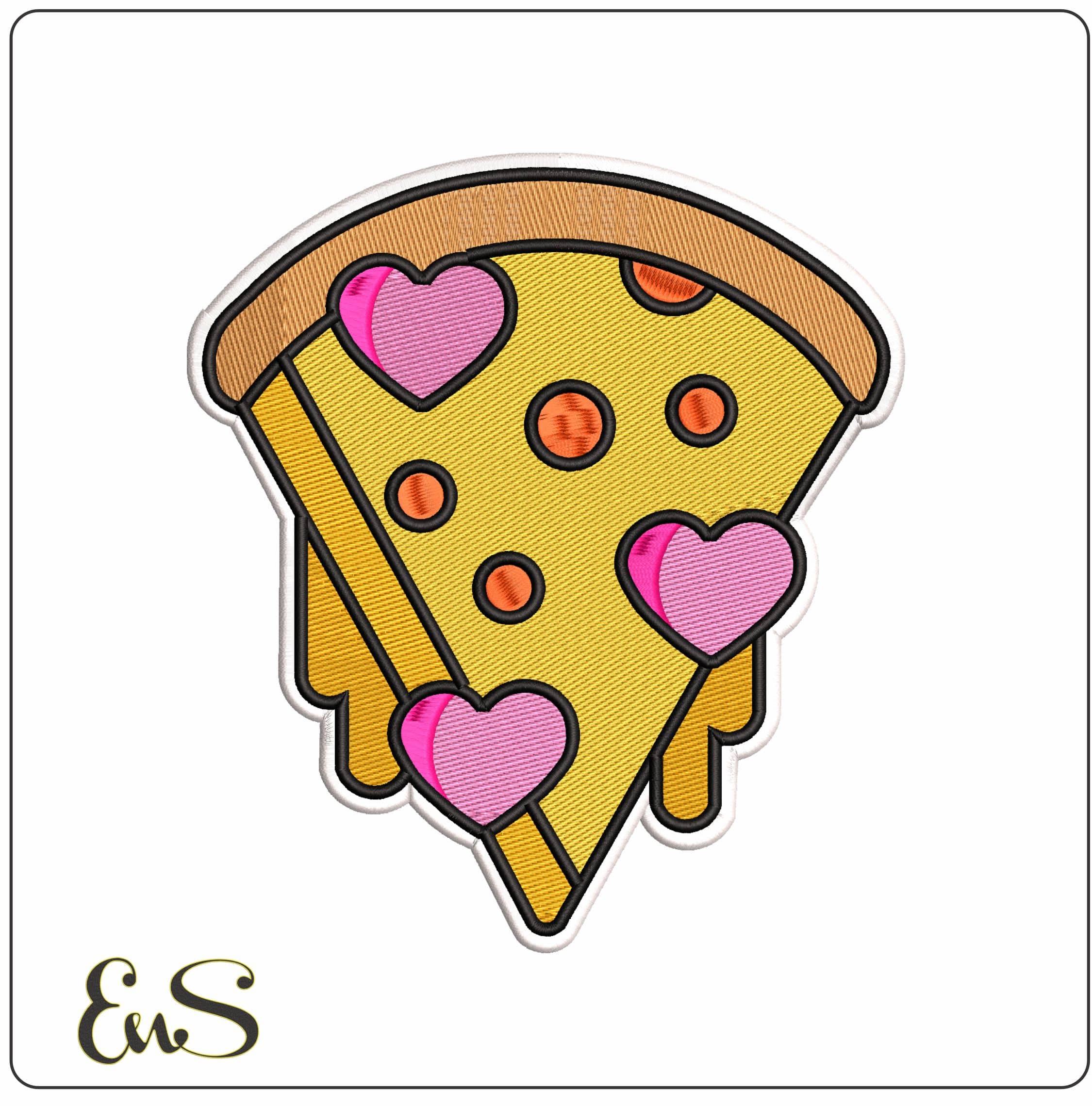 Love a Slice of Pizza   - Elegant embroidery design file - instant download