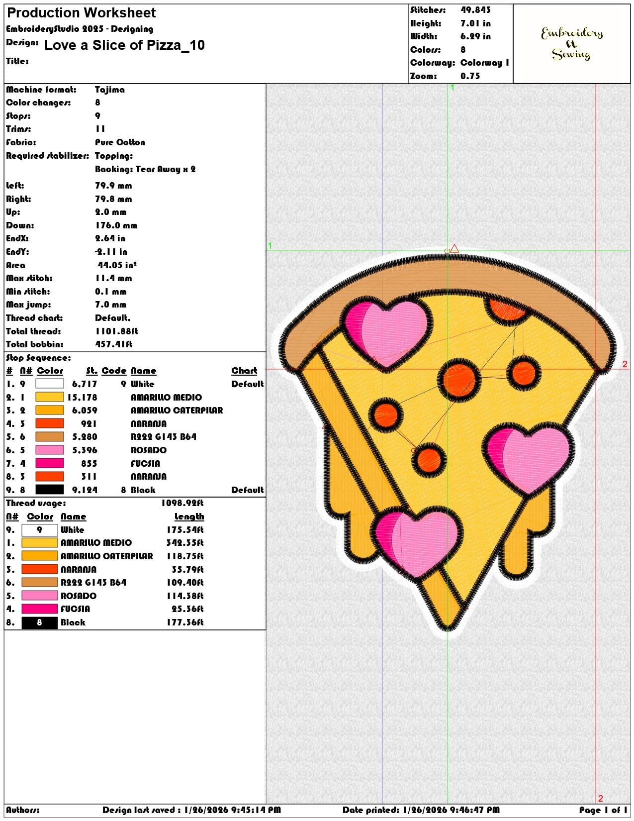 Love a Slice of Pizza   - Elegant embroidery design file - instant download — view 3