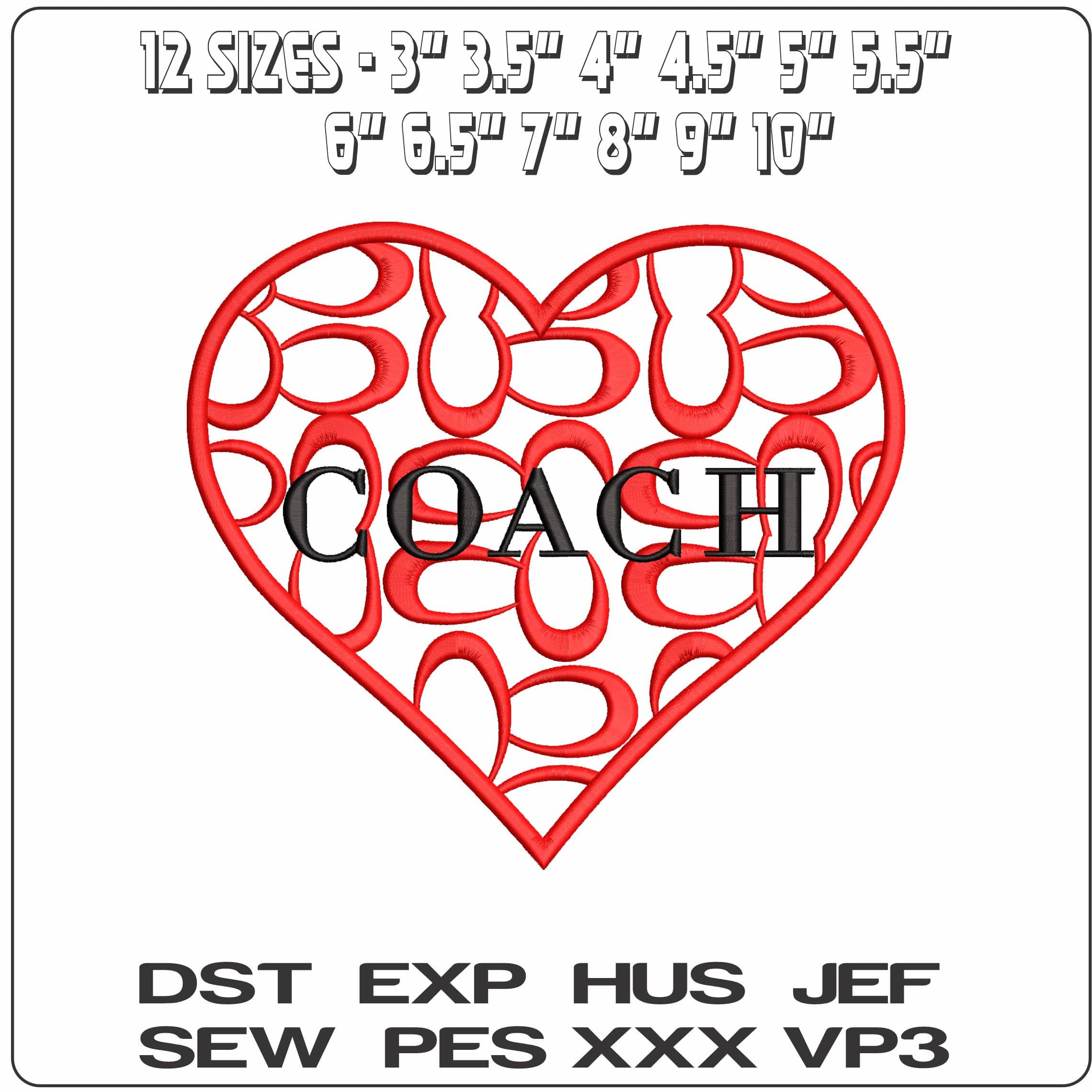 Love Heart Coach  - Elegant embroidery design file - instant download — view 2