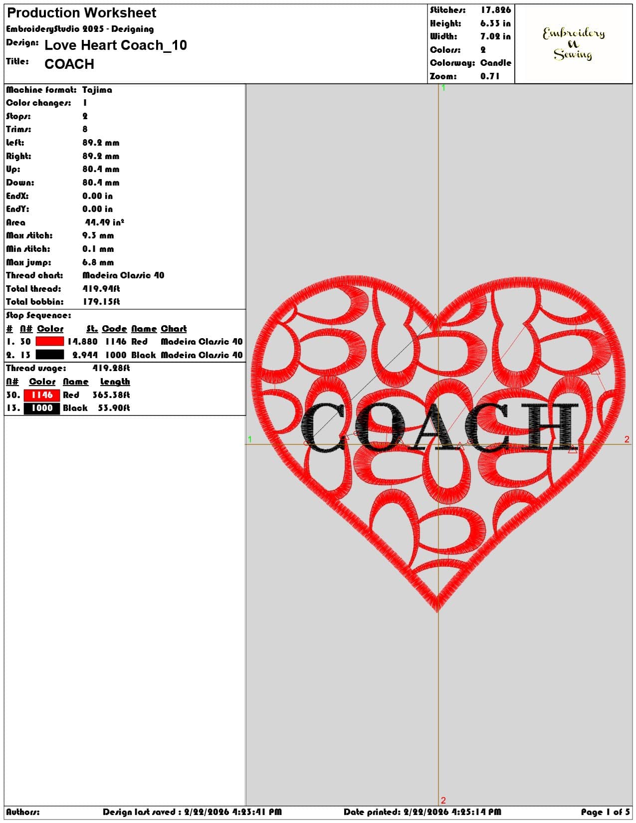 Love Heart Coach  - Elegant embroidery design file - instant download — view 3