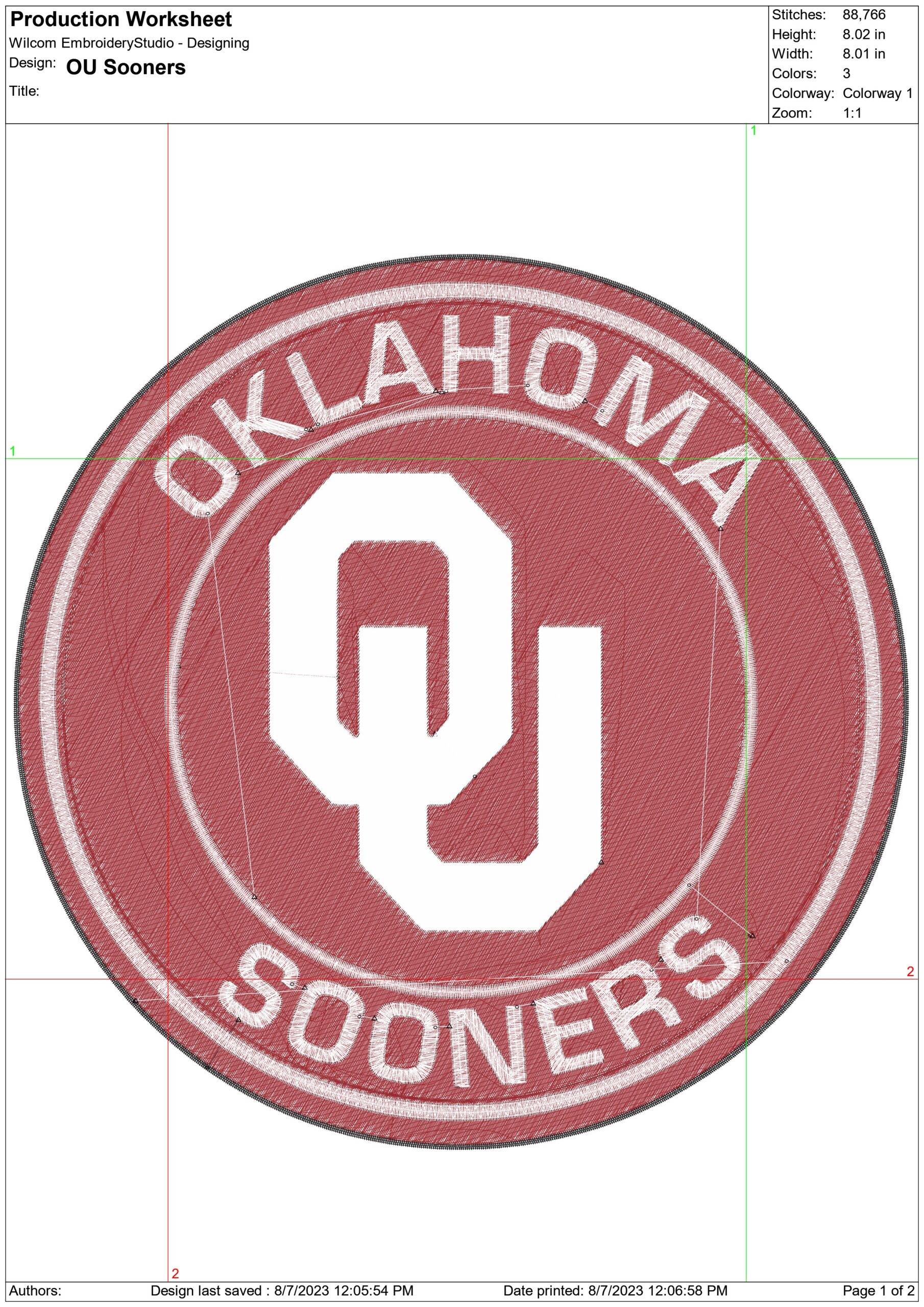 Oklahoma Sooners OU embroidery design - Oklahoma State embroidery machine pattern embroidery file - instant download in frame — view 2