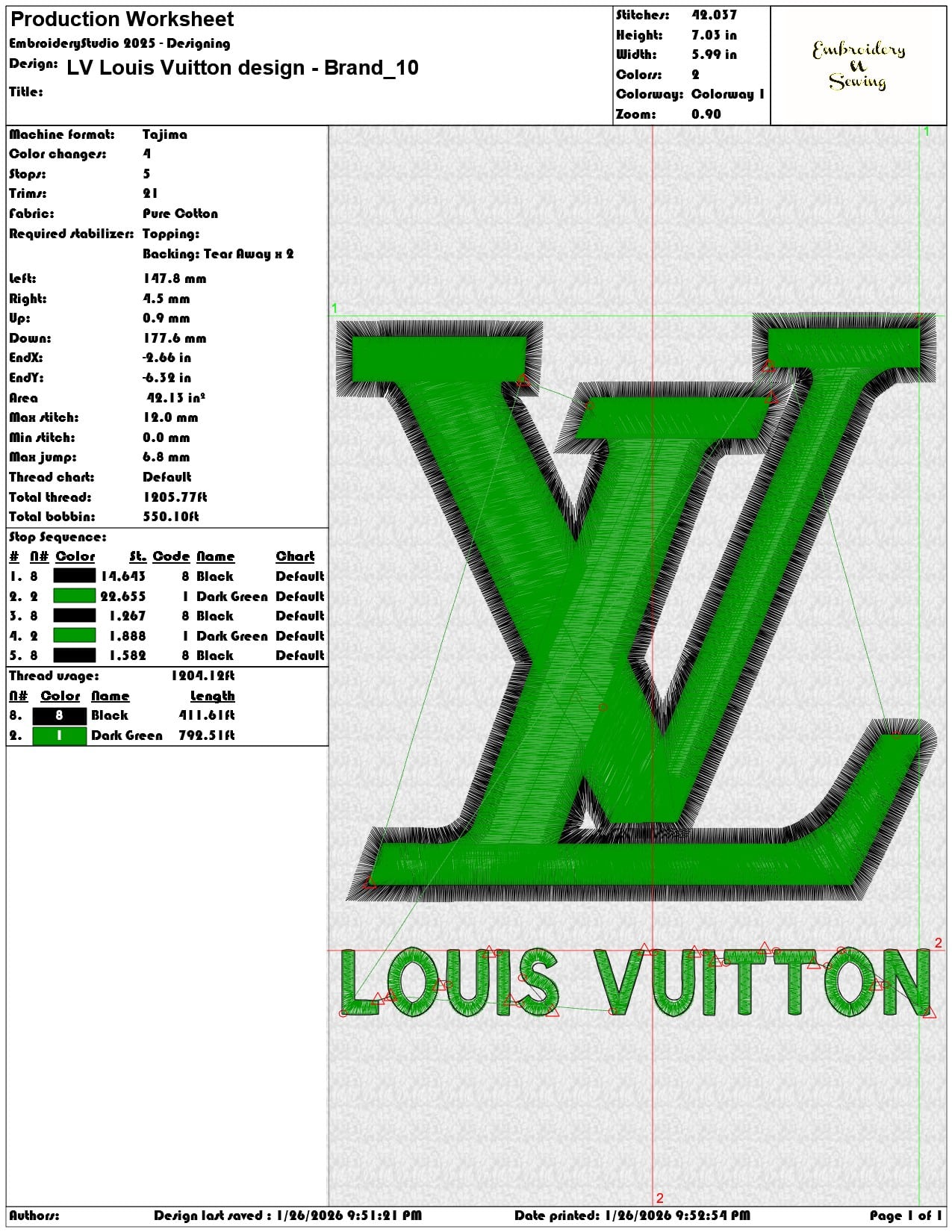 LV Louis Vuitton design Brand  - Elegant embroidery design file - instant download — view 3