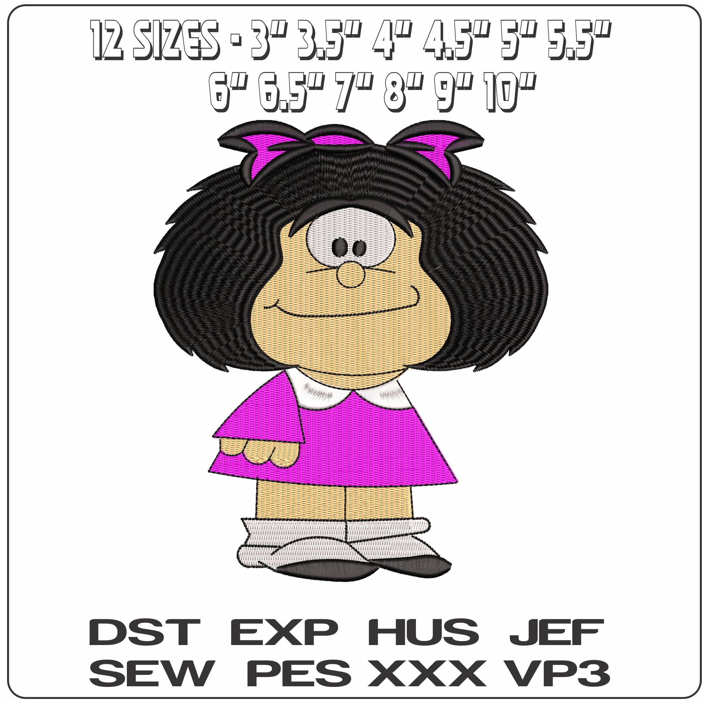 Mafalda Cartoon  - Elegant embroidery design file - instant download — view 2