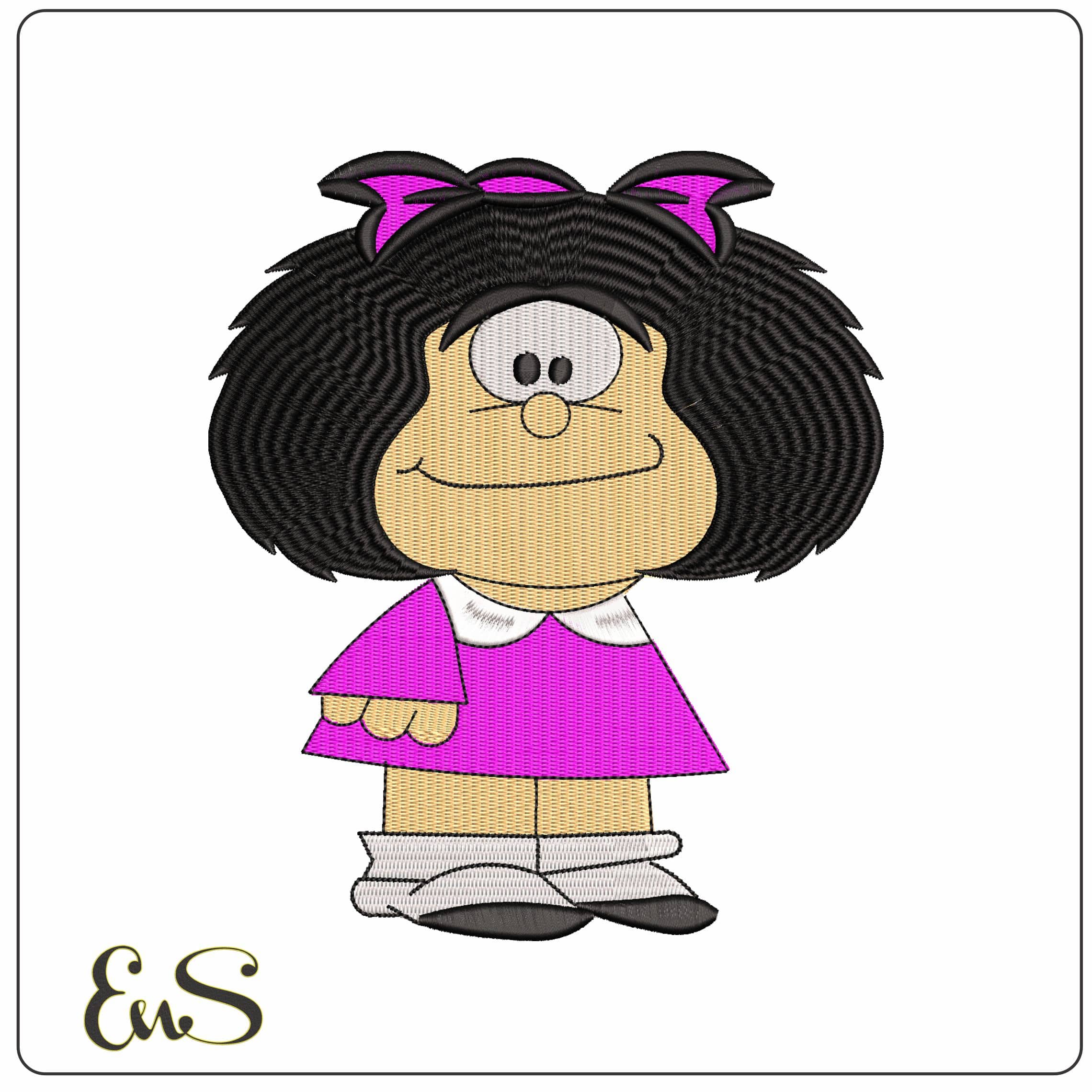 Mafalda Cartoon  - Elegant embroidery design file - instant download