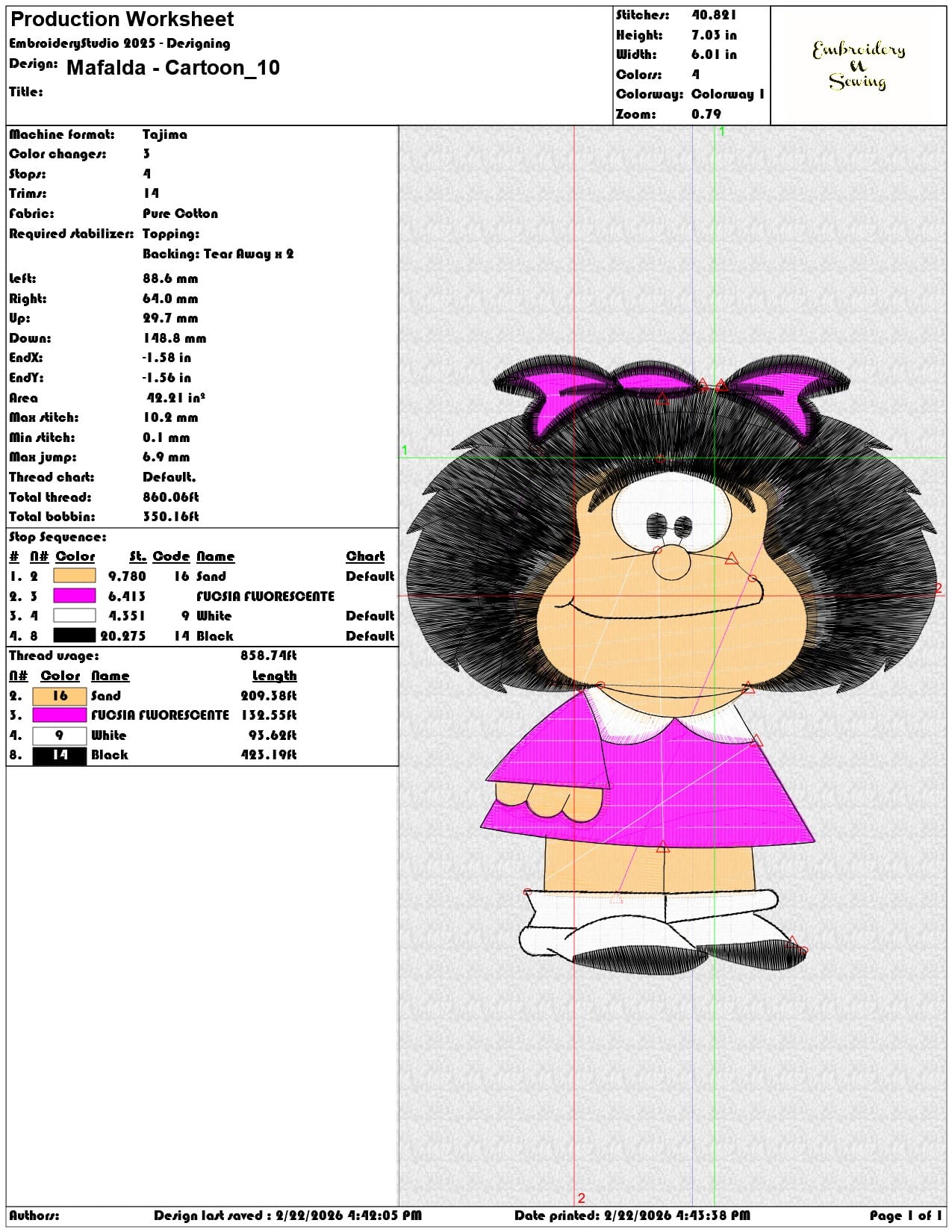Mafalda Cartoon  - Elegant embroidery design file - instant download — view 3