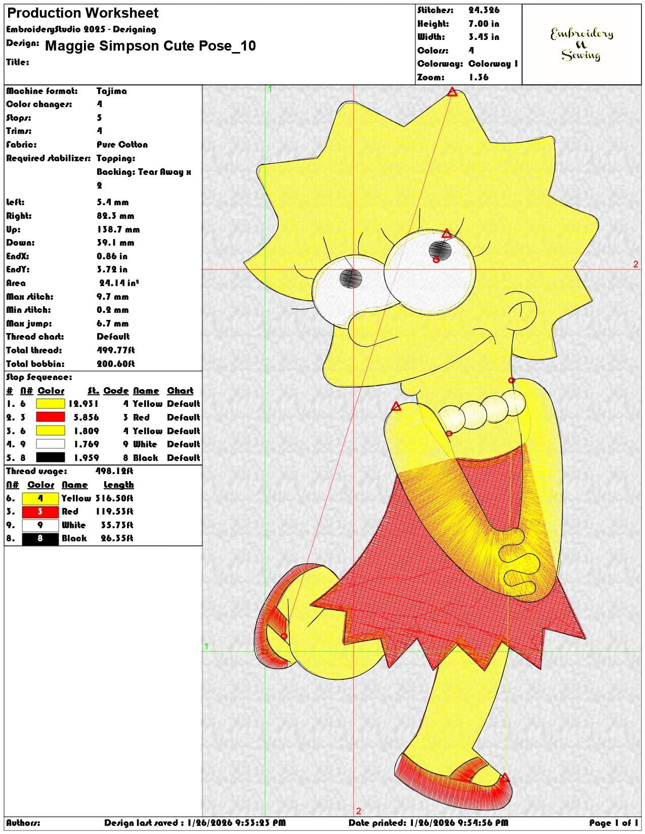Maggie Simpson Cute Pose  - Elegant embroidery design file - instant download — view 3