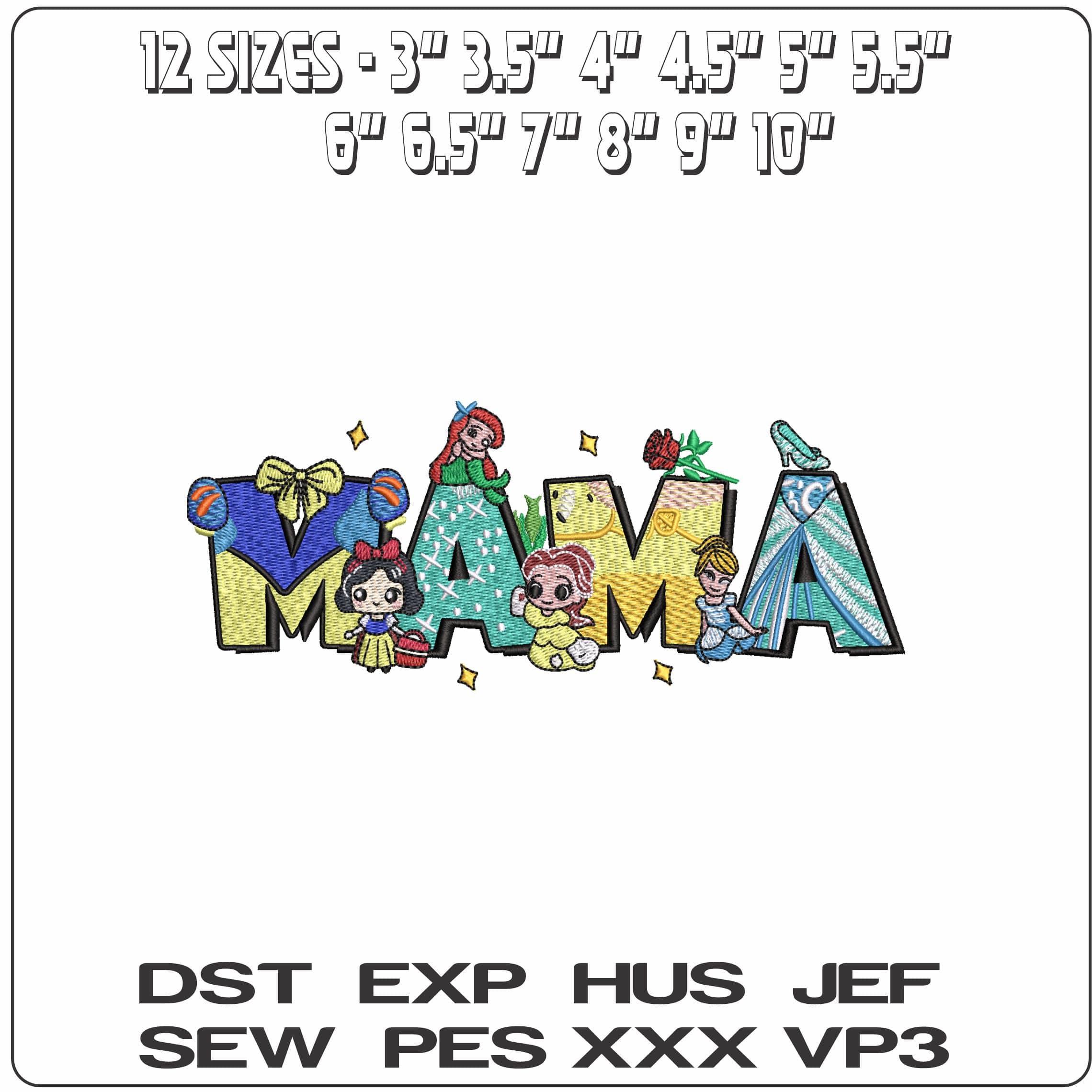 Mama Princess  - Elegant embroidery design file - instant download — view 2