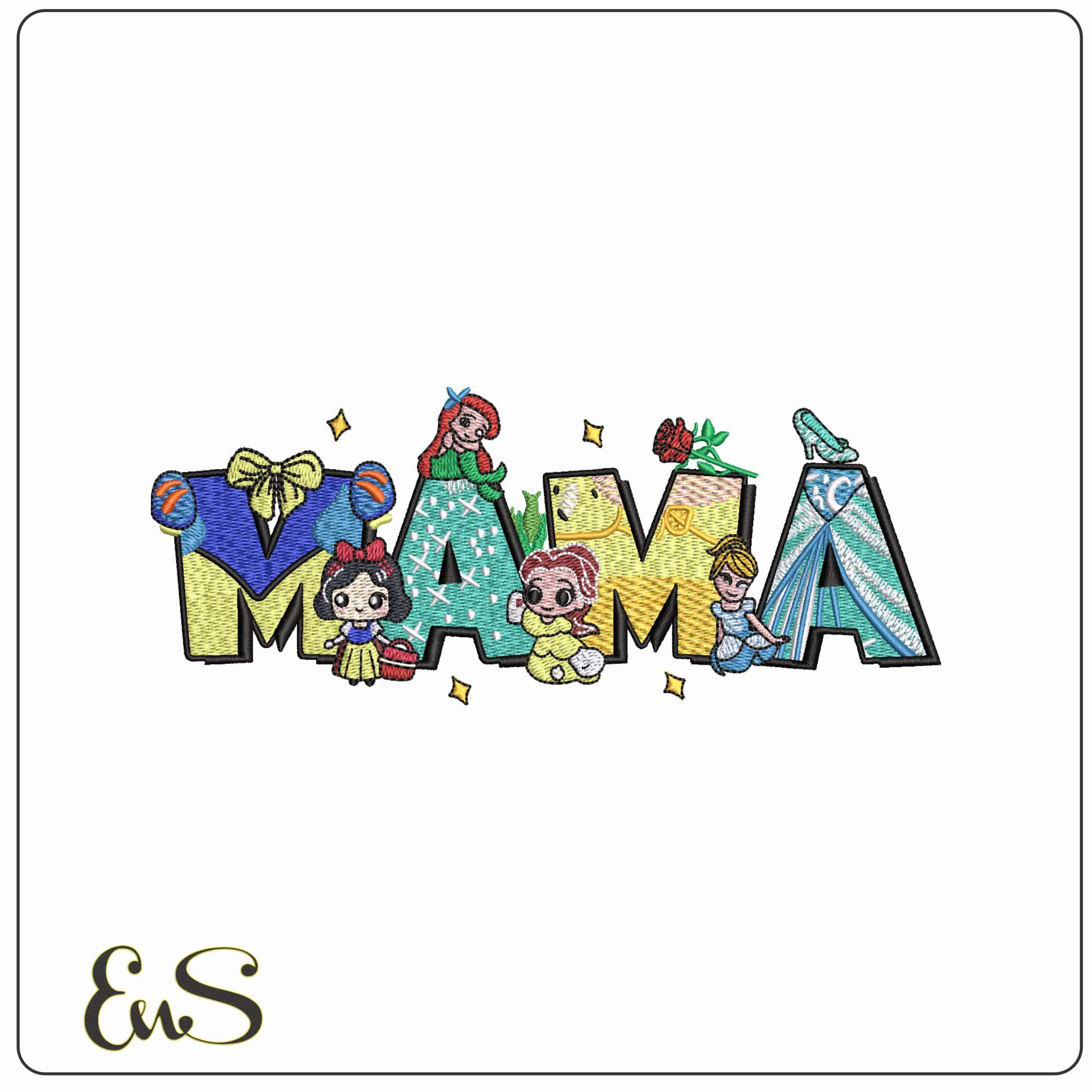 Mama Princess  - Elegant embroidery design file - instant download