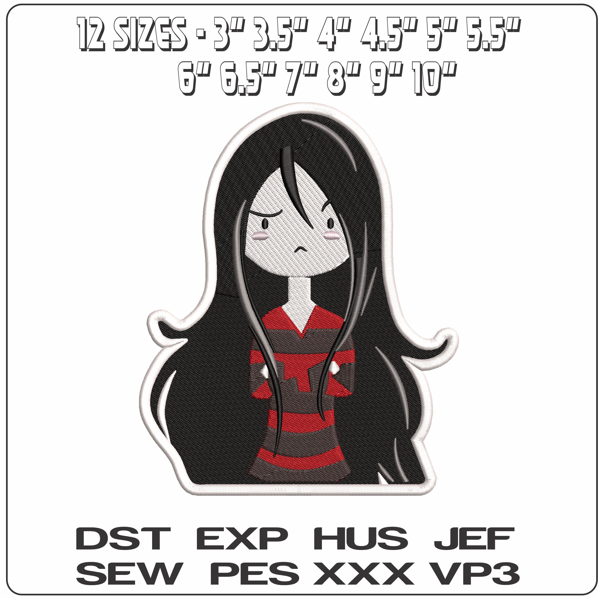 Marcelina the Vampire Queen Adventure Time Anime  - Elegant embroidery design file - instant download — view 2