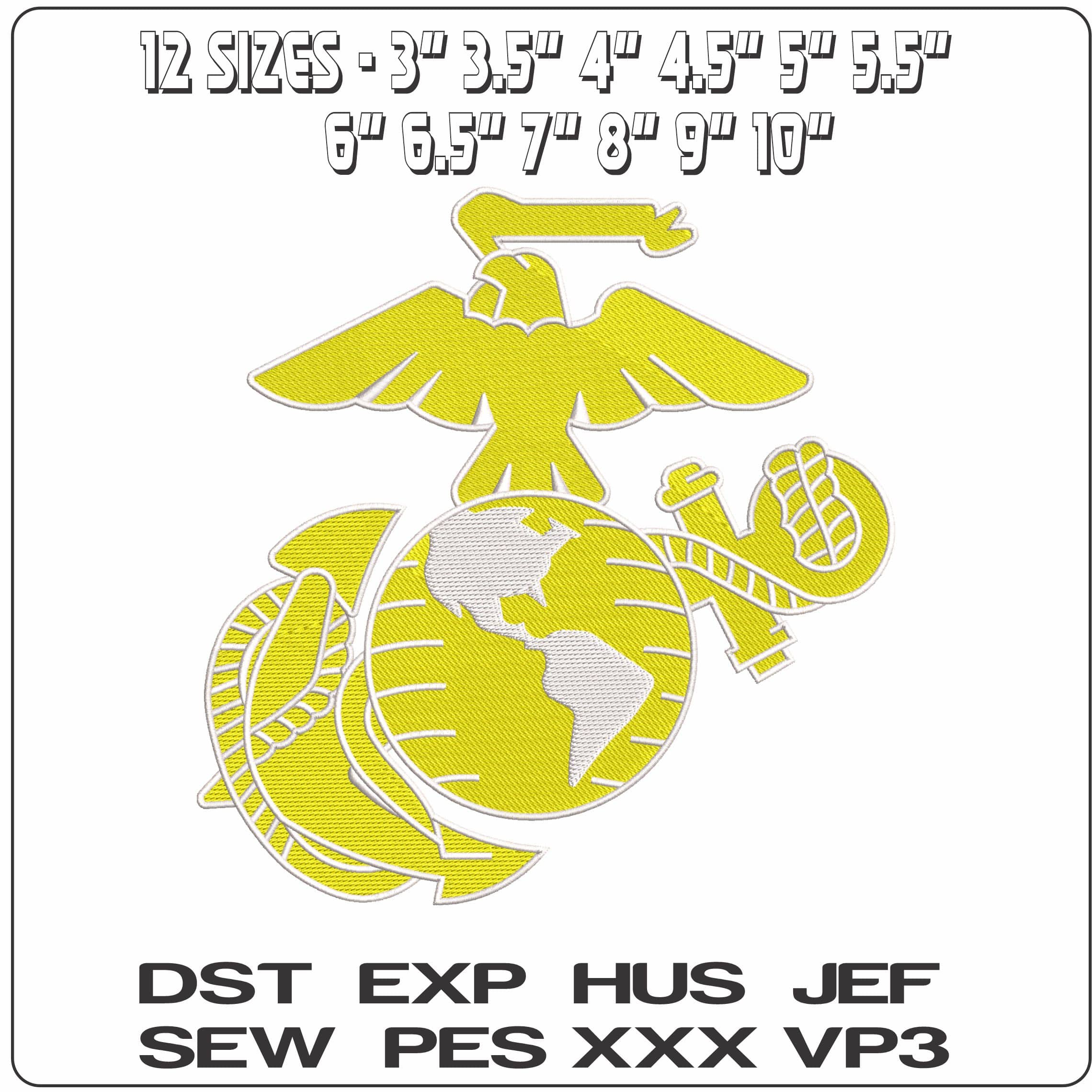 Marine logo  - Elegant embroidery design file - instant download — view 2