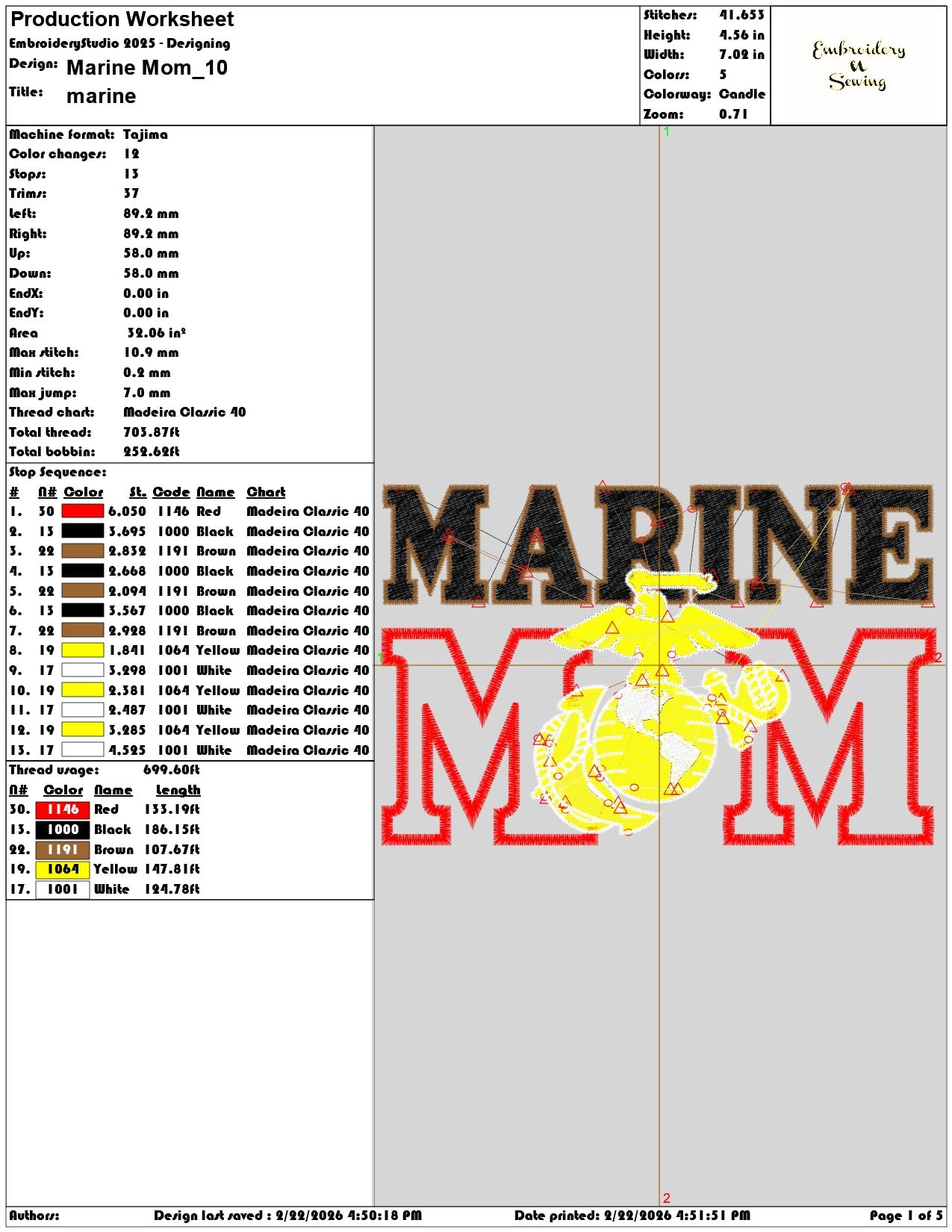 Marine Mom  - Elegant embroidery design file - instant download — view 3