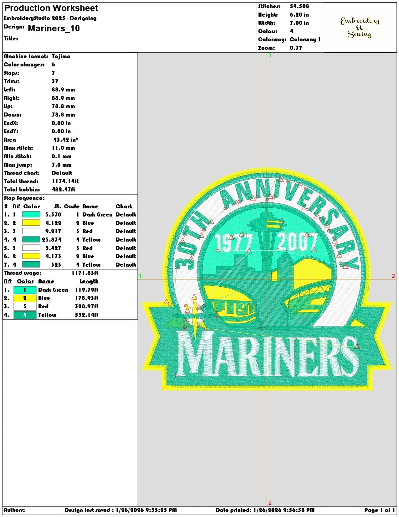 Mariners  - Elegant embroidery design file - instant download — view 3