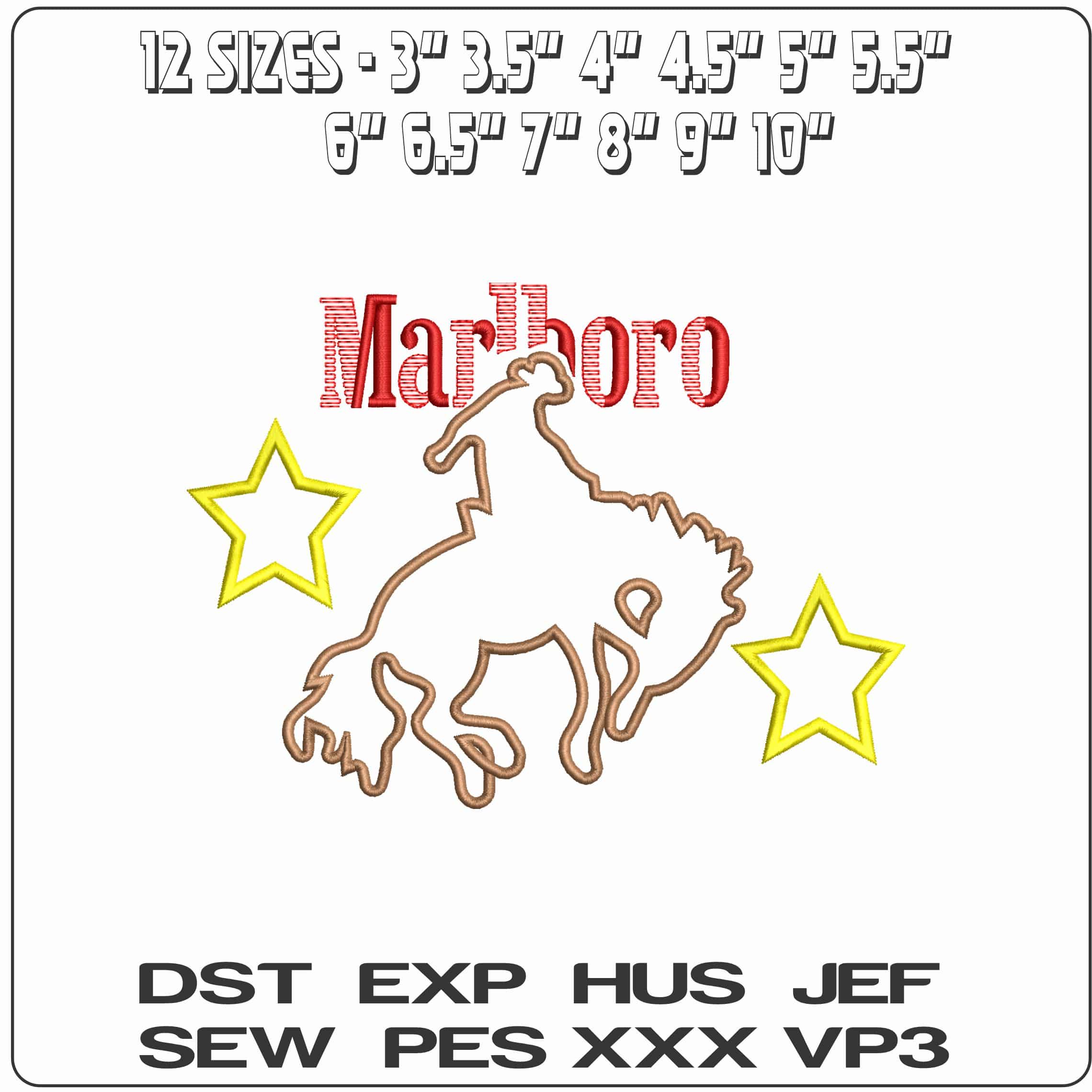 Marlboro Bull Ride  - Elegant embroidery design file - instant download — view 2