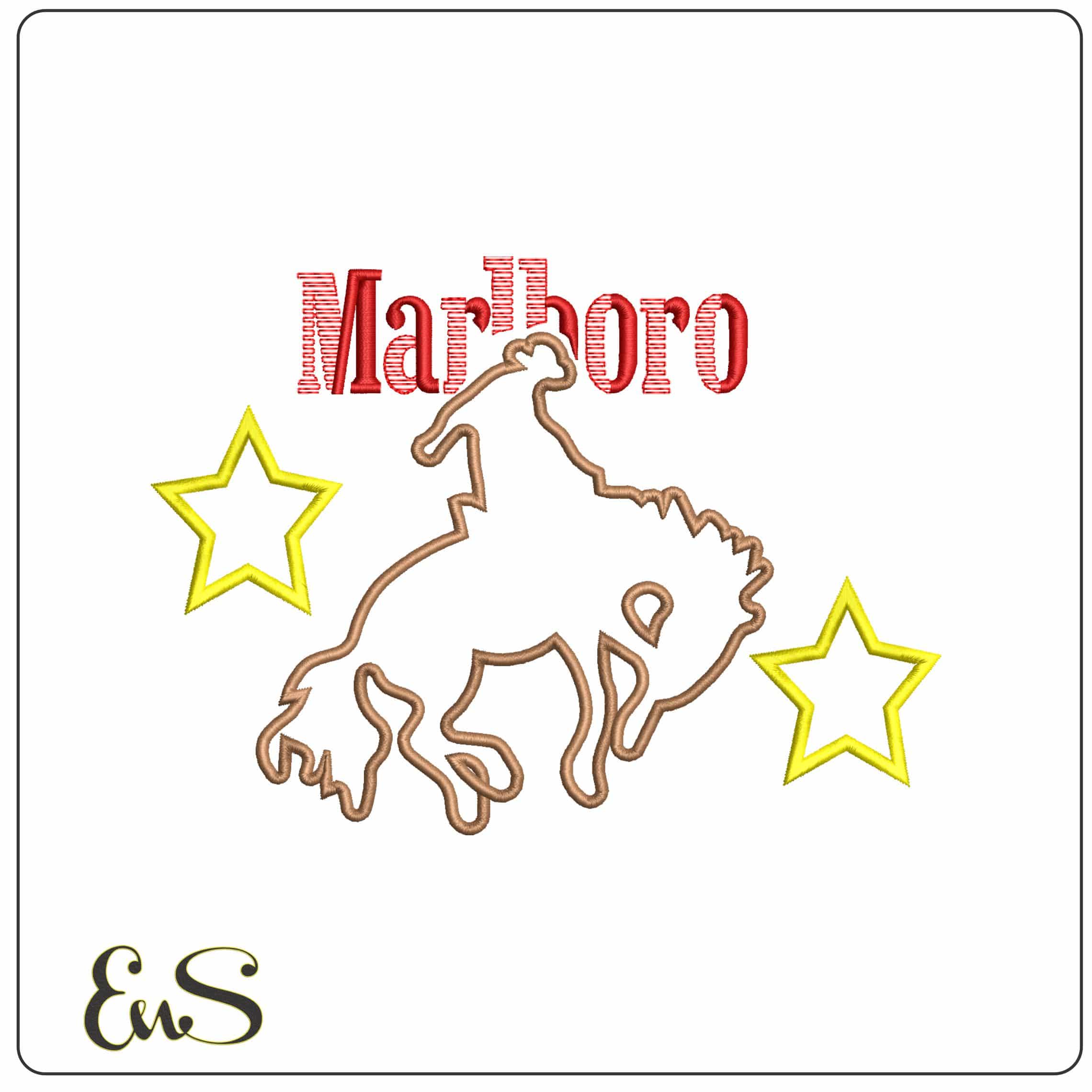 Marlboro Bull Ride  - Elegant embroidery design file - instant download