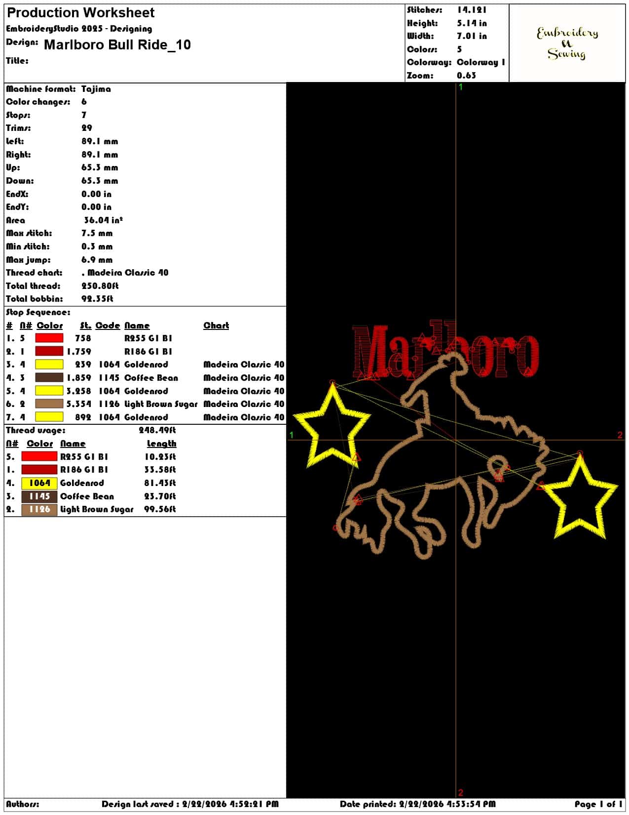 Marlboro Bull Ride  - Elegant embroidery design file - instant download — view 3