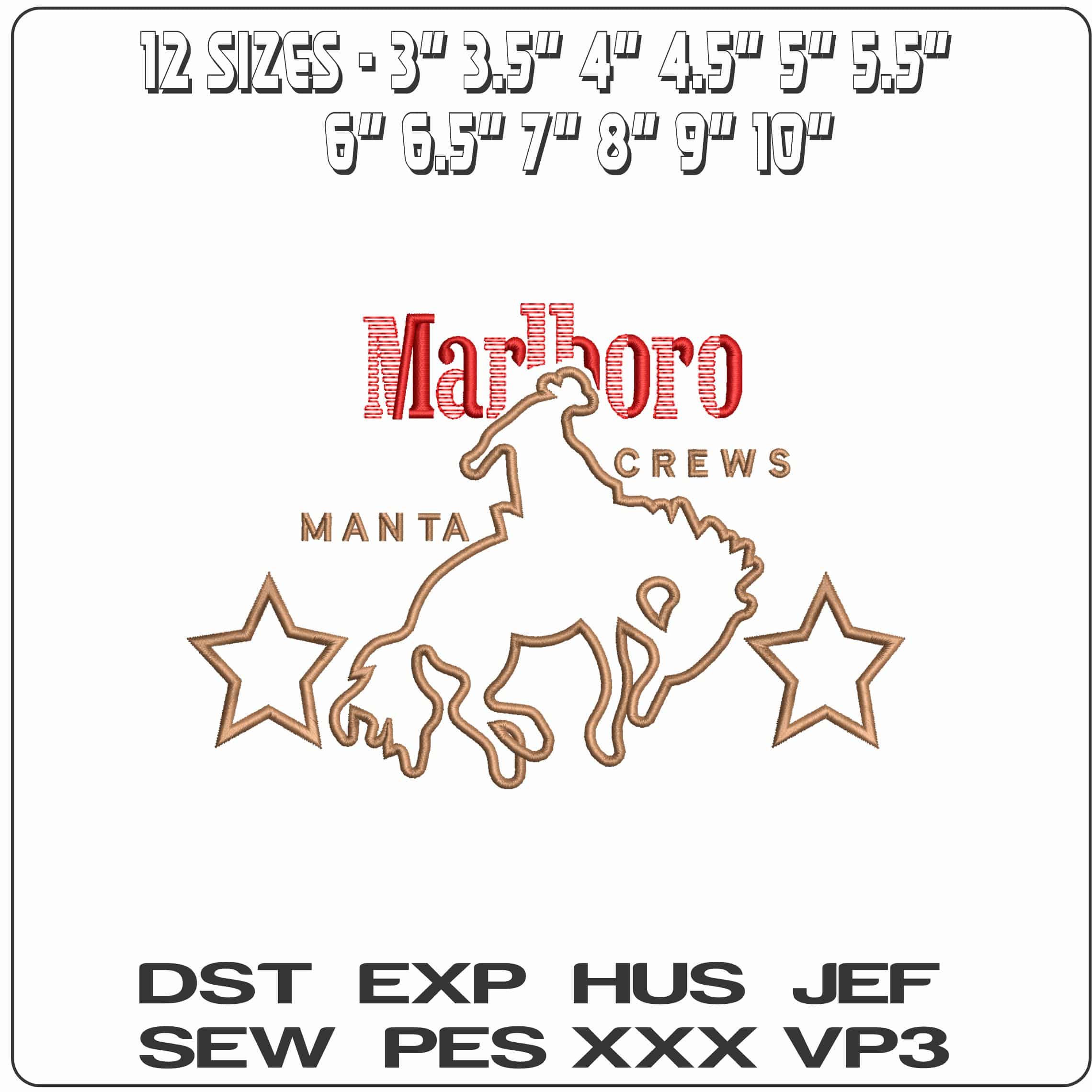 Marlboro Manta Bullride  - Elegant embroidery design file - instant download — view 2