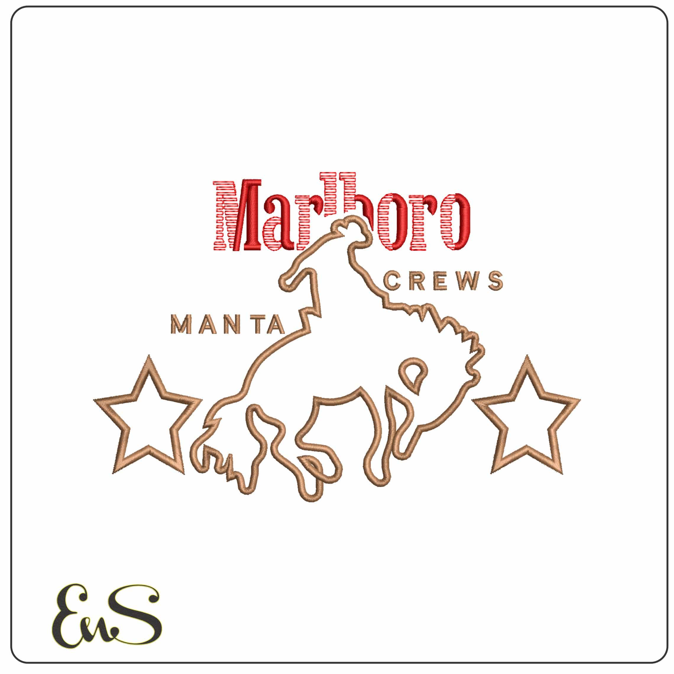 Marlboro Manta Bullride  - Elegant embroidery design file - instant download