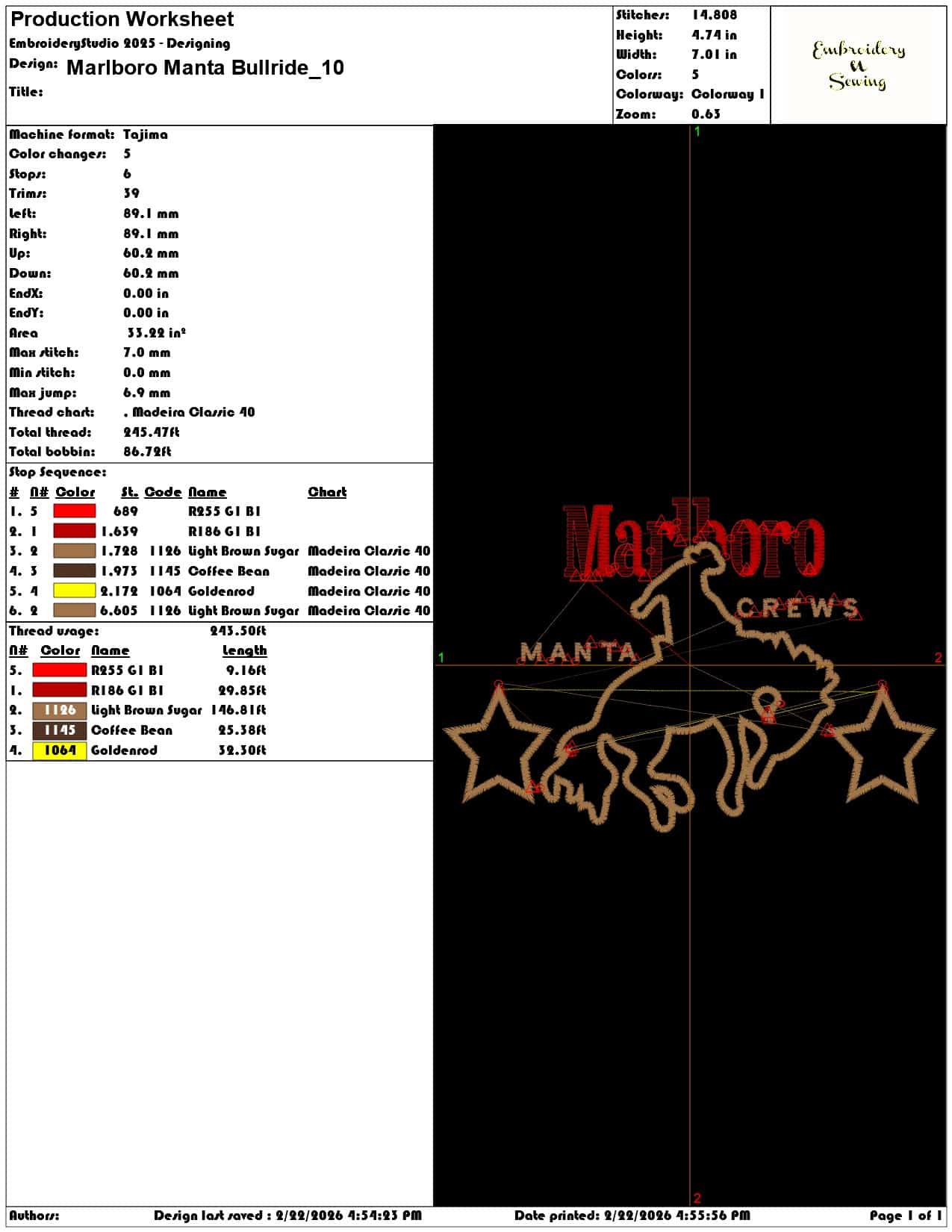 Marlboro Manta Bullride  - Elegant embroidery design file - instant download — view 3