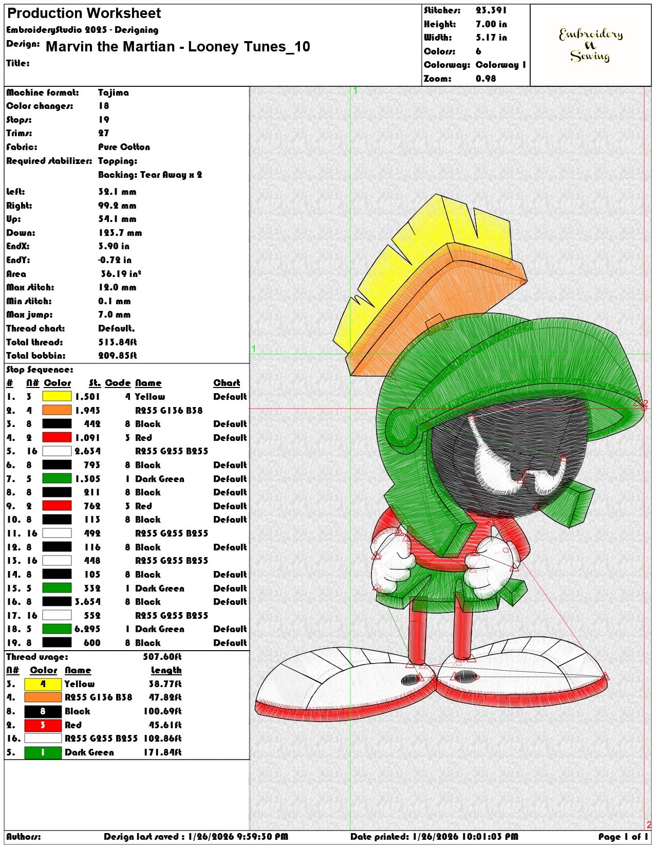 Marvin the Martian Looney Tunes  - Elegant embroidery design file - instant download — view 3