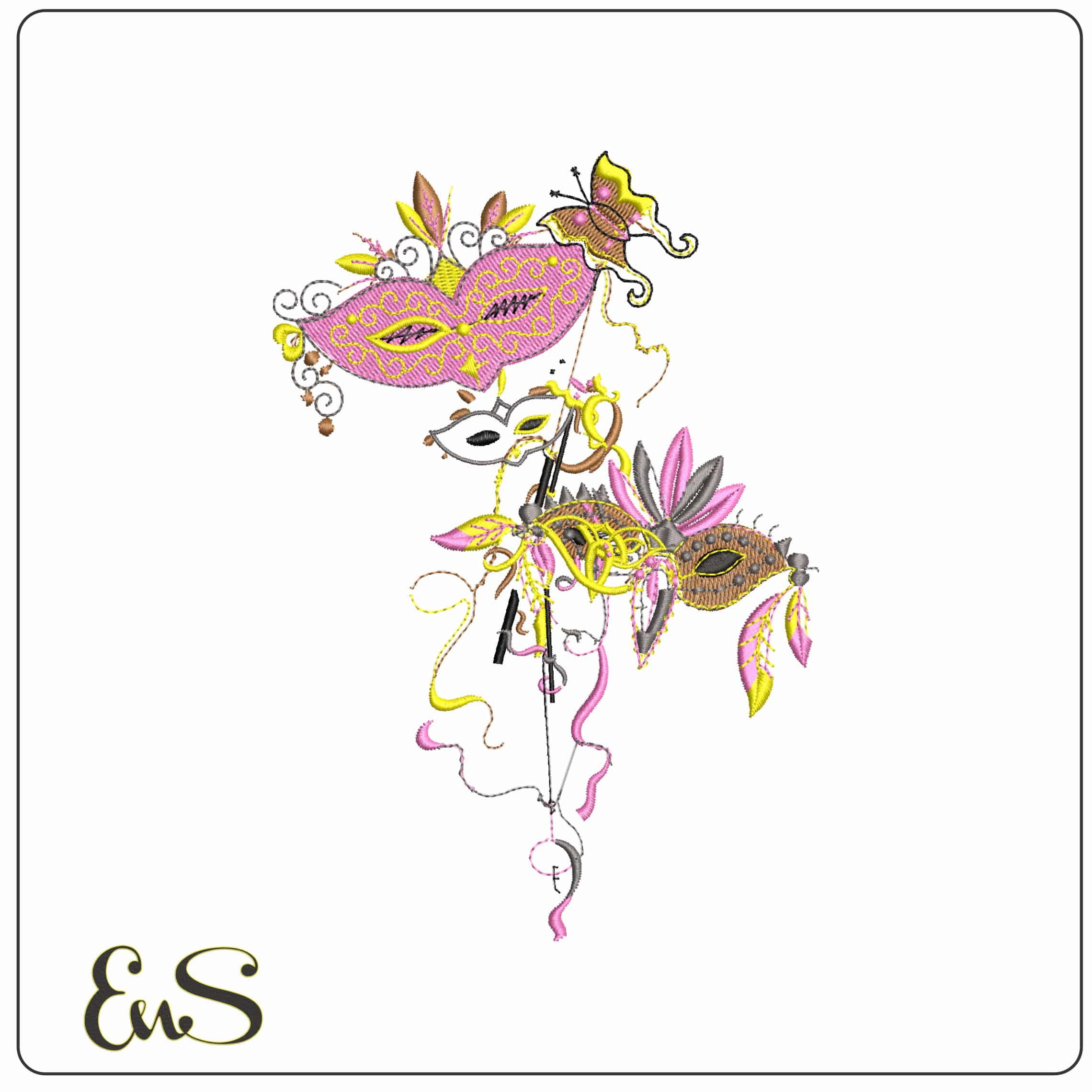 Masquarade Masks  - Elegant embroidery design file - instant download