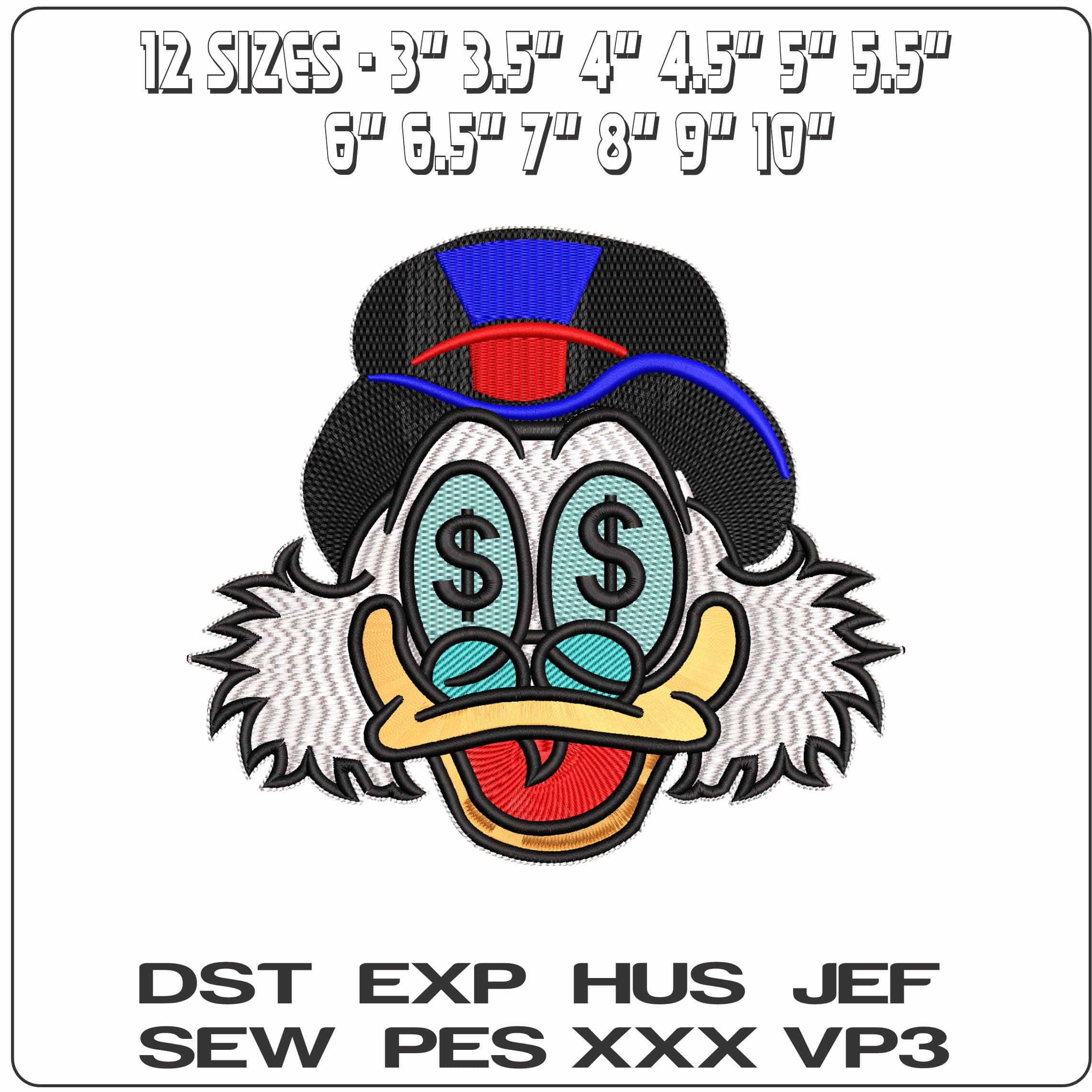 McScrooge Dollars Eyes  - Elegant embroidery design file - instant download — view 2