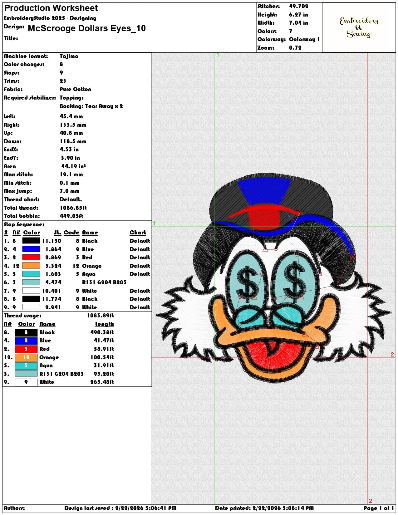 McScrooge Dollars Eyes  - Elegant embroidery design file - instant download — view 3
