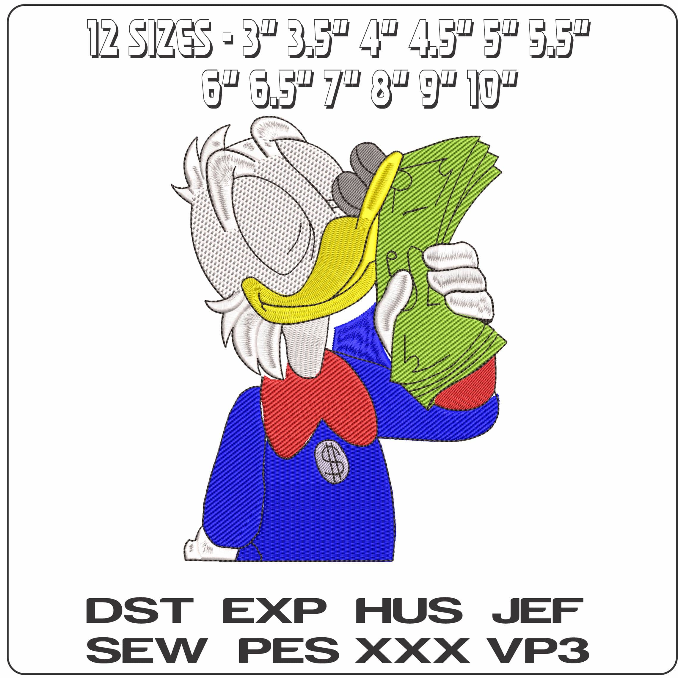 McScrooge Kissing Dollars  - Elegant embroidery design file - instant download — view 2